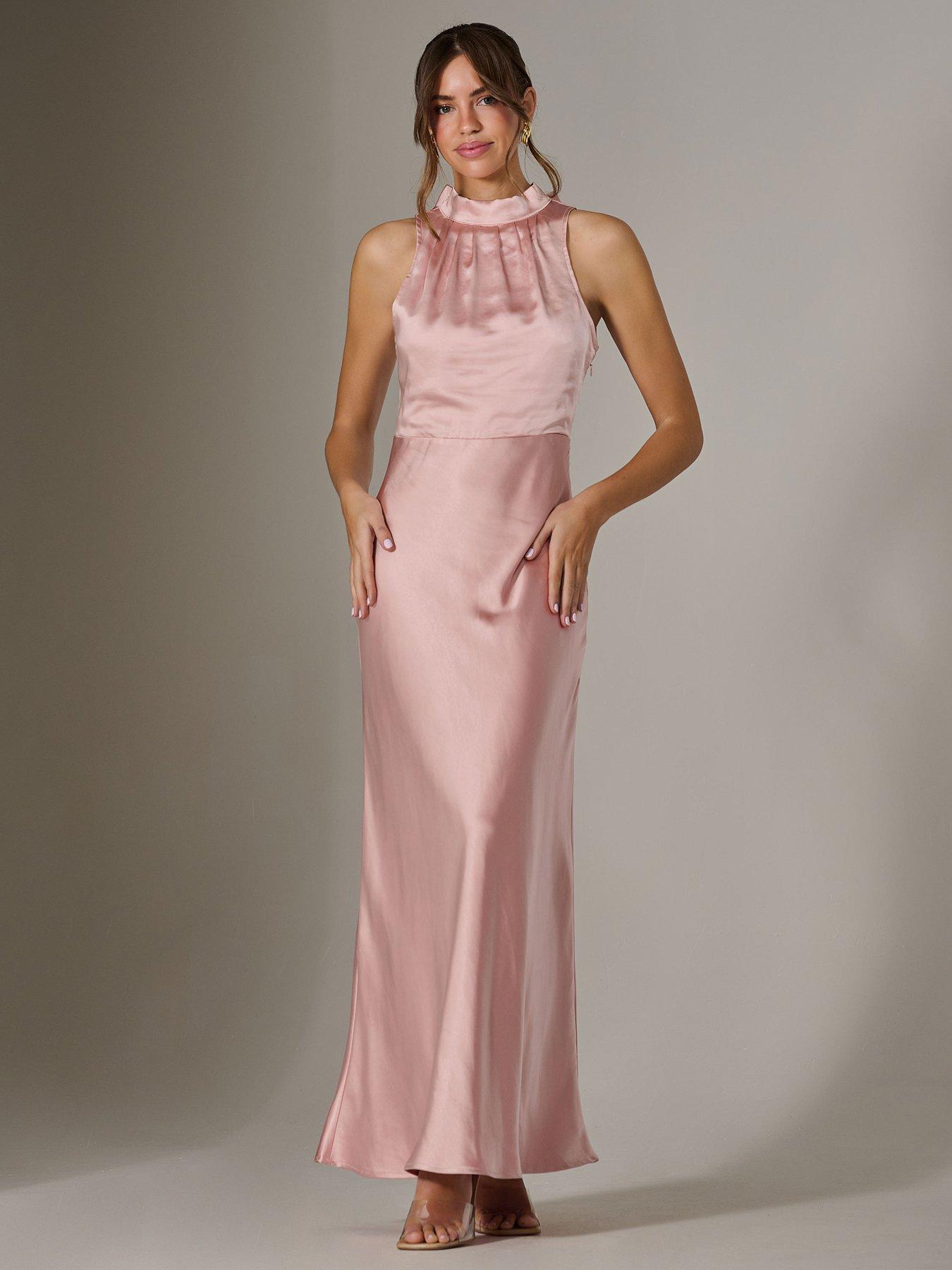 Image 5 of 7 of Jolie Moi Halter Neck Maxi Dress - Pink