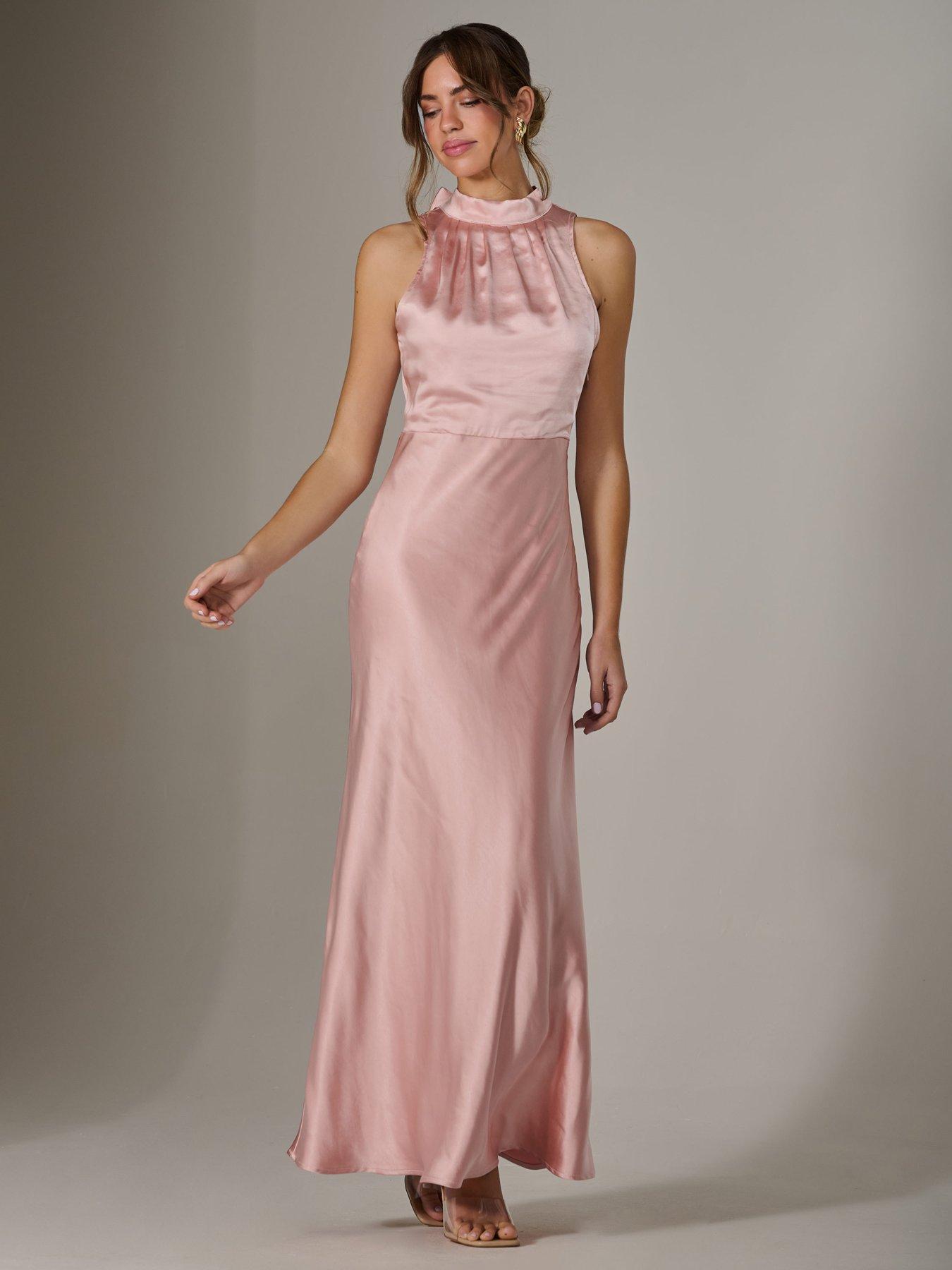 Image 6 of 7 of Jolie Moi Halter Neck Maxi Dress - Pink