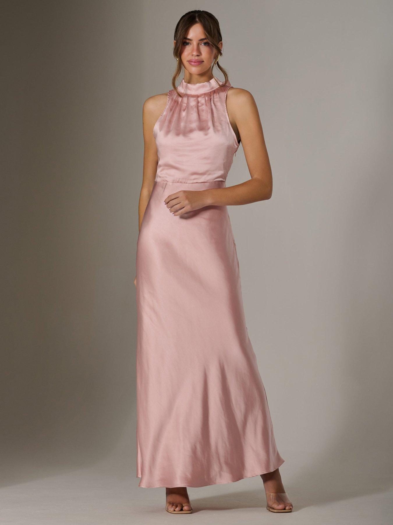 Image 7 of 7 of Jolie Moi Halter Neck Maxi Dress - Pink