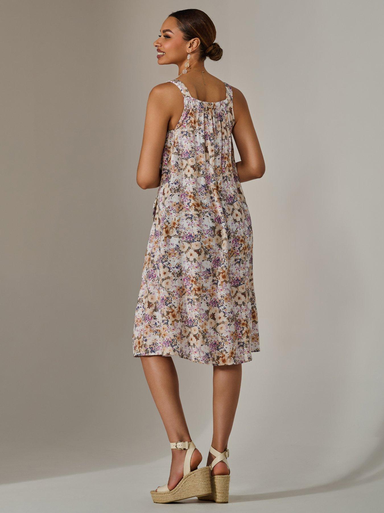 Image 2 of 7 of Jolie Moi A-Line Pocket Smock Dress - Multi