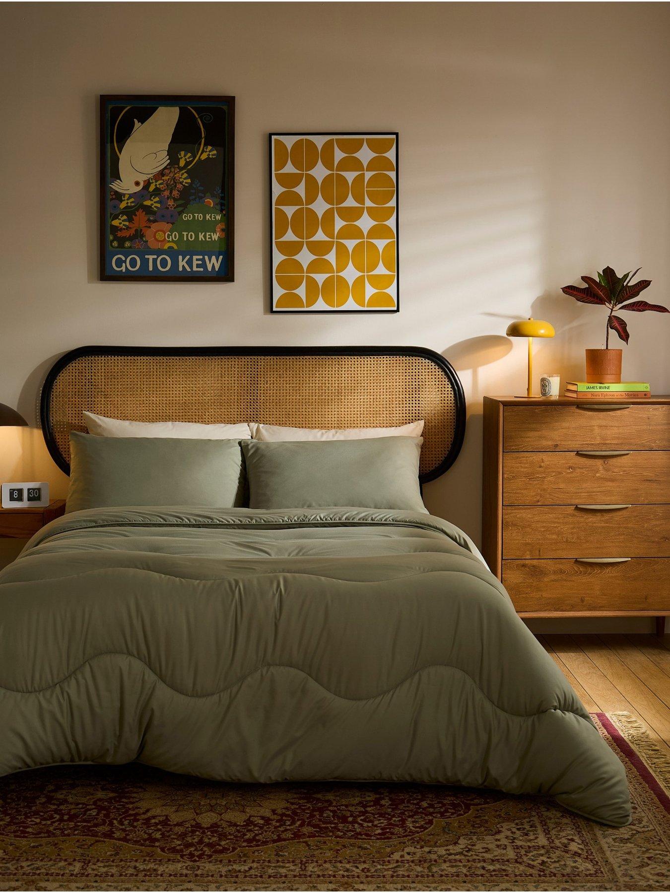 Image 1 of 7 of Night Lark Plain Dye - Olive Green Coverless Summer Duvet 4.5Tog