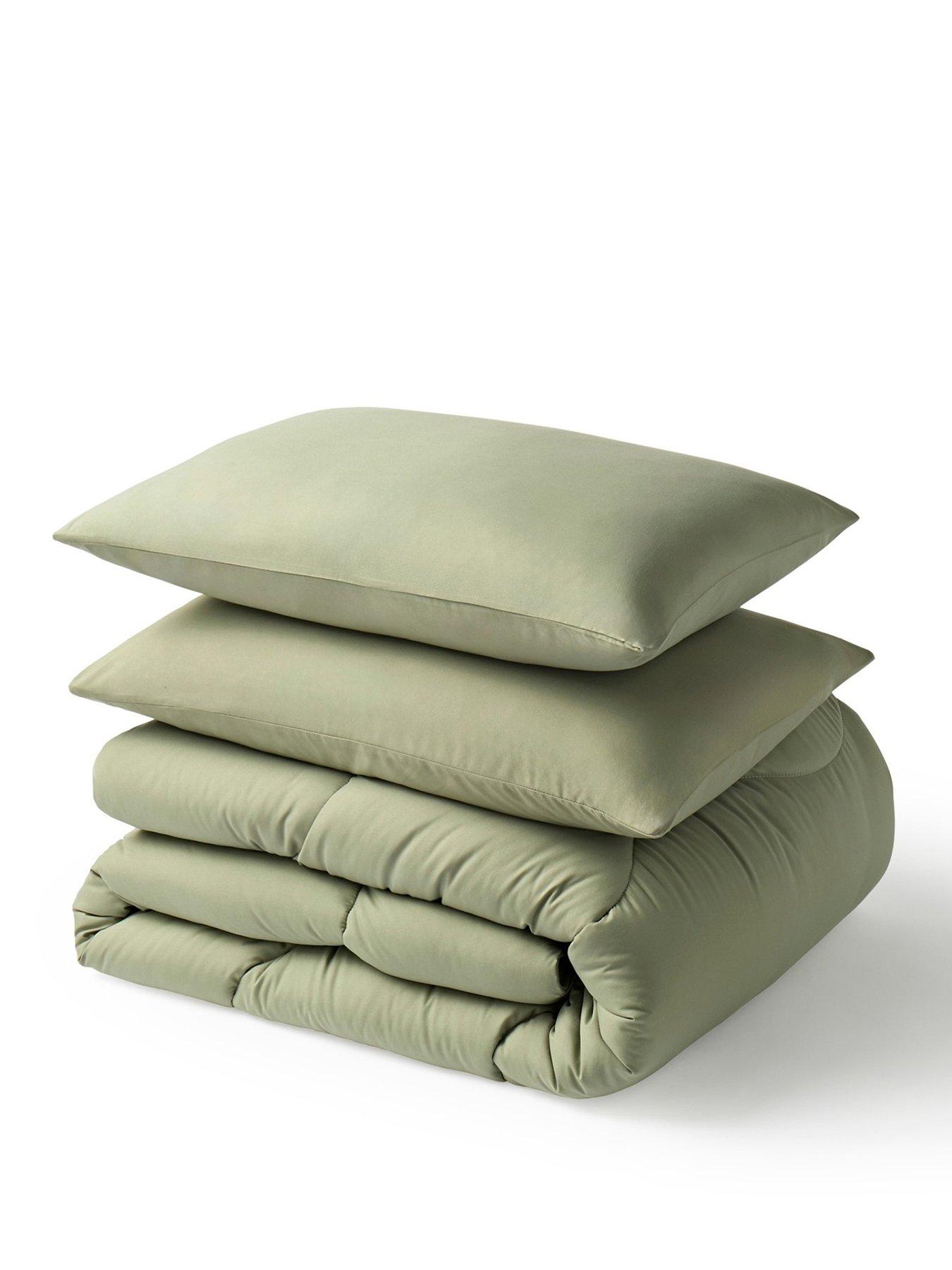 Image 2 of 7 of Night Lark Plain Dye - Olive Green Coverless Summer Duvet 4.5Tog