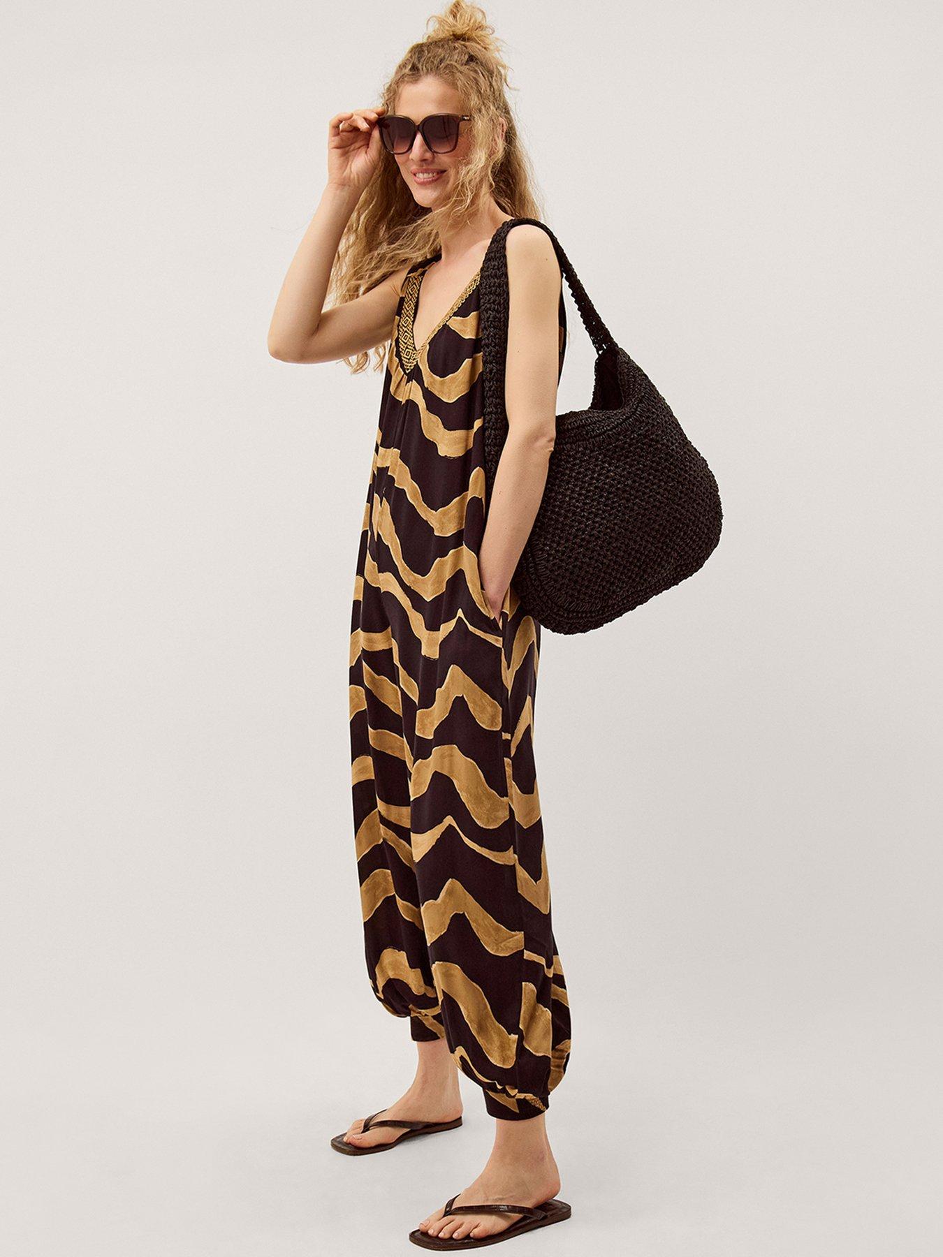Image 3 of 6 of Monsoon Zahara Sleeveless Print Jumpsuit - Black