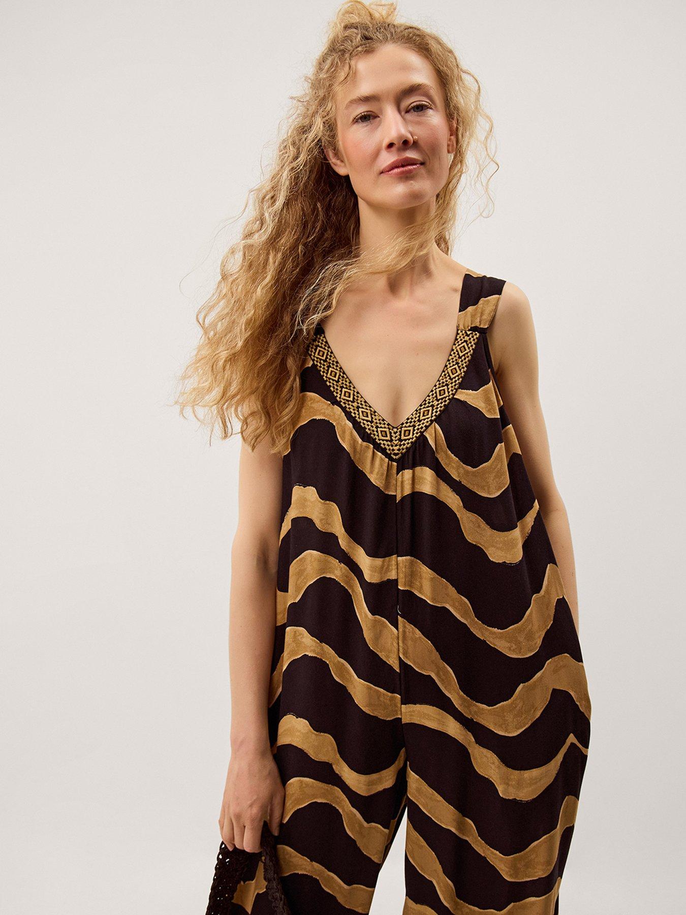 Image 4 of 6 of Monsoon Zahara Sleeveless Print Jumpsuit - Black