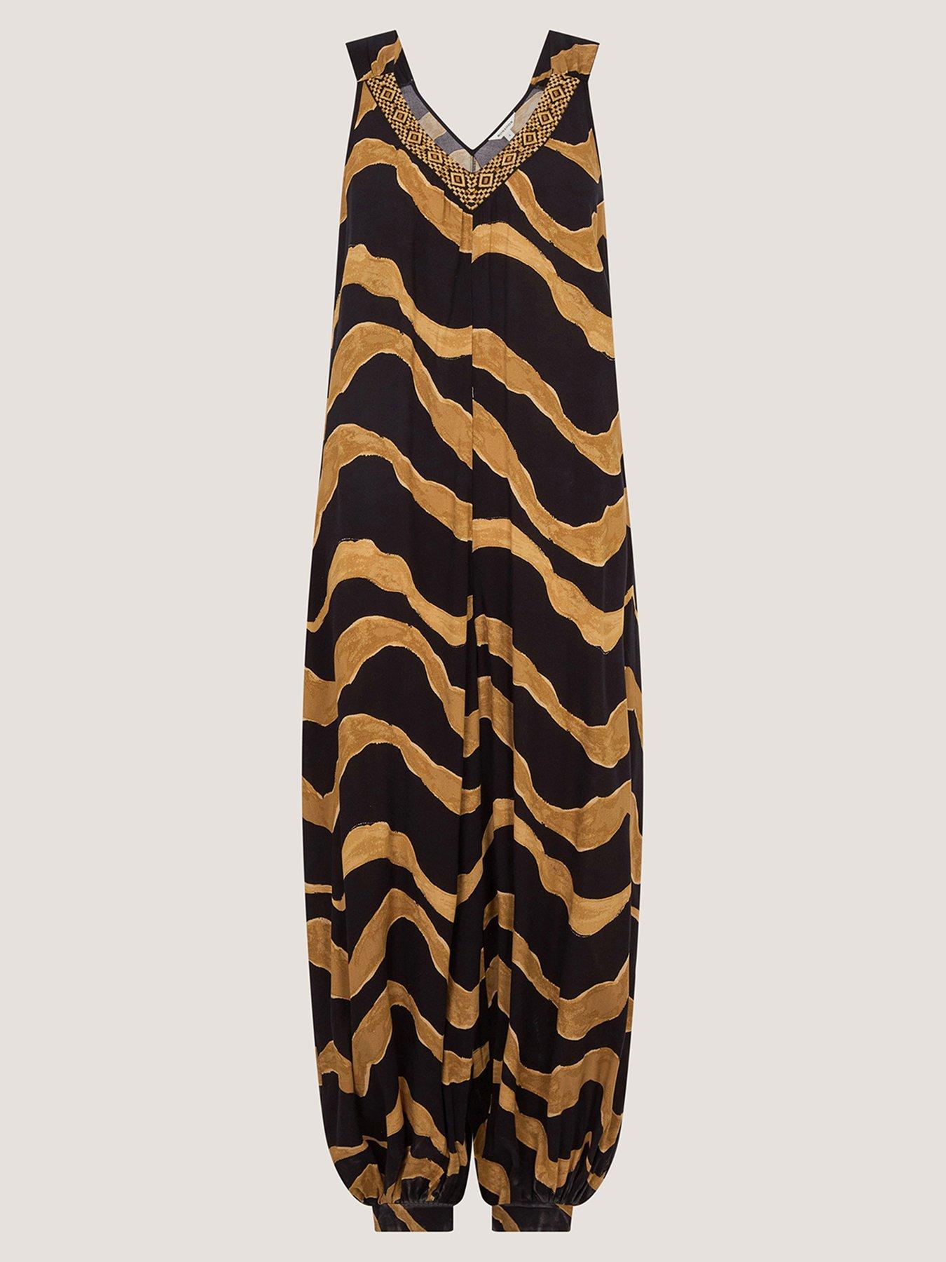 Image 6 of 6 of Monsoon Zahara Sleeveless Print Jumpsuit - Black