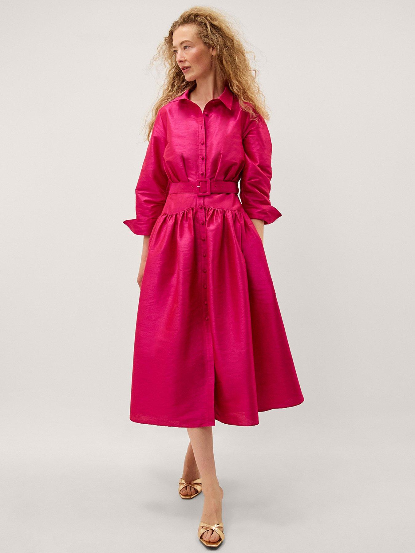 Image 1 of 5 of Monsoon Poppy Shirt Dress - Pink