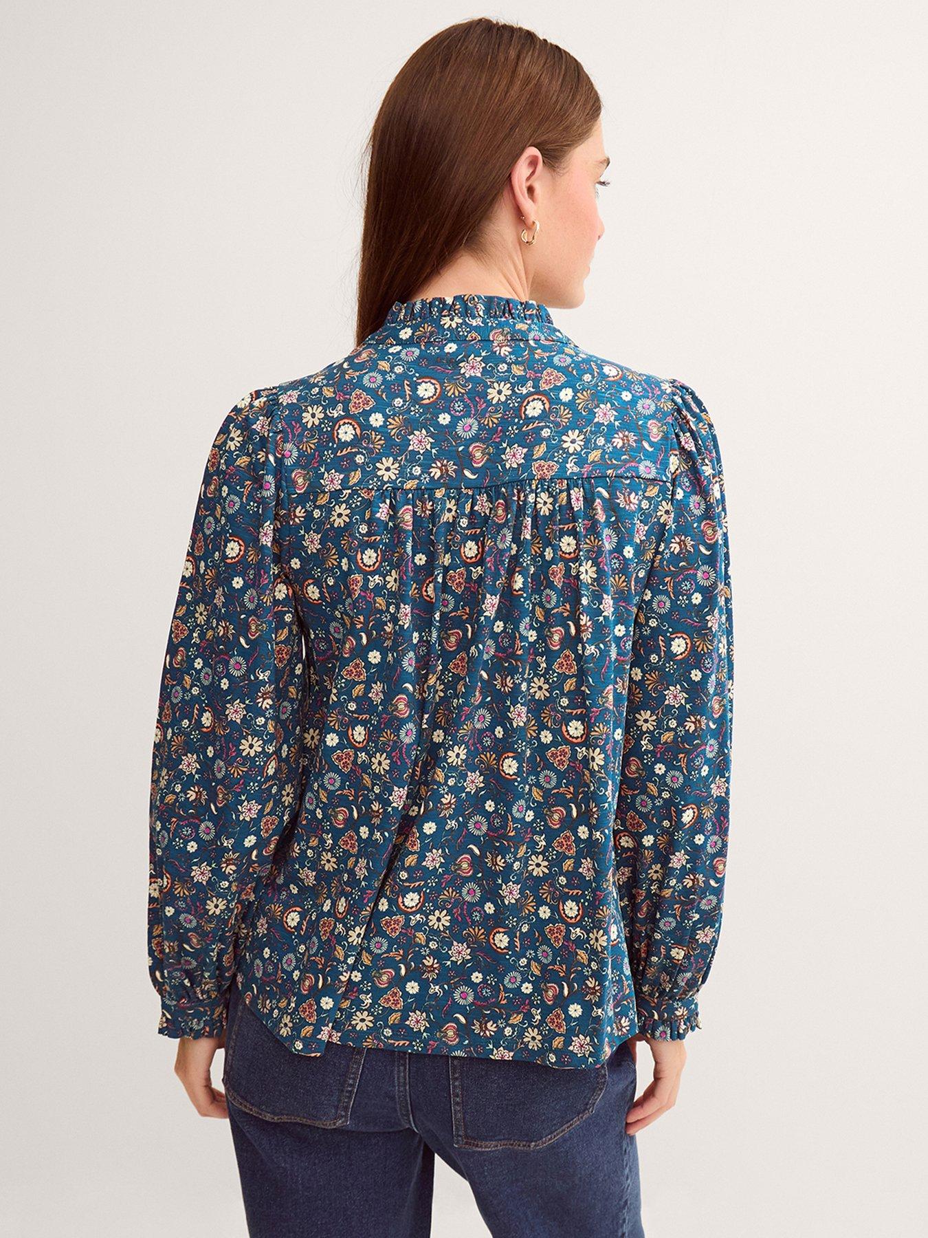 Image 2 of 5 of Monsoon Francine Print Jersey Shirt - Blue