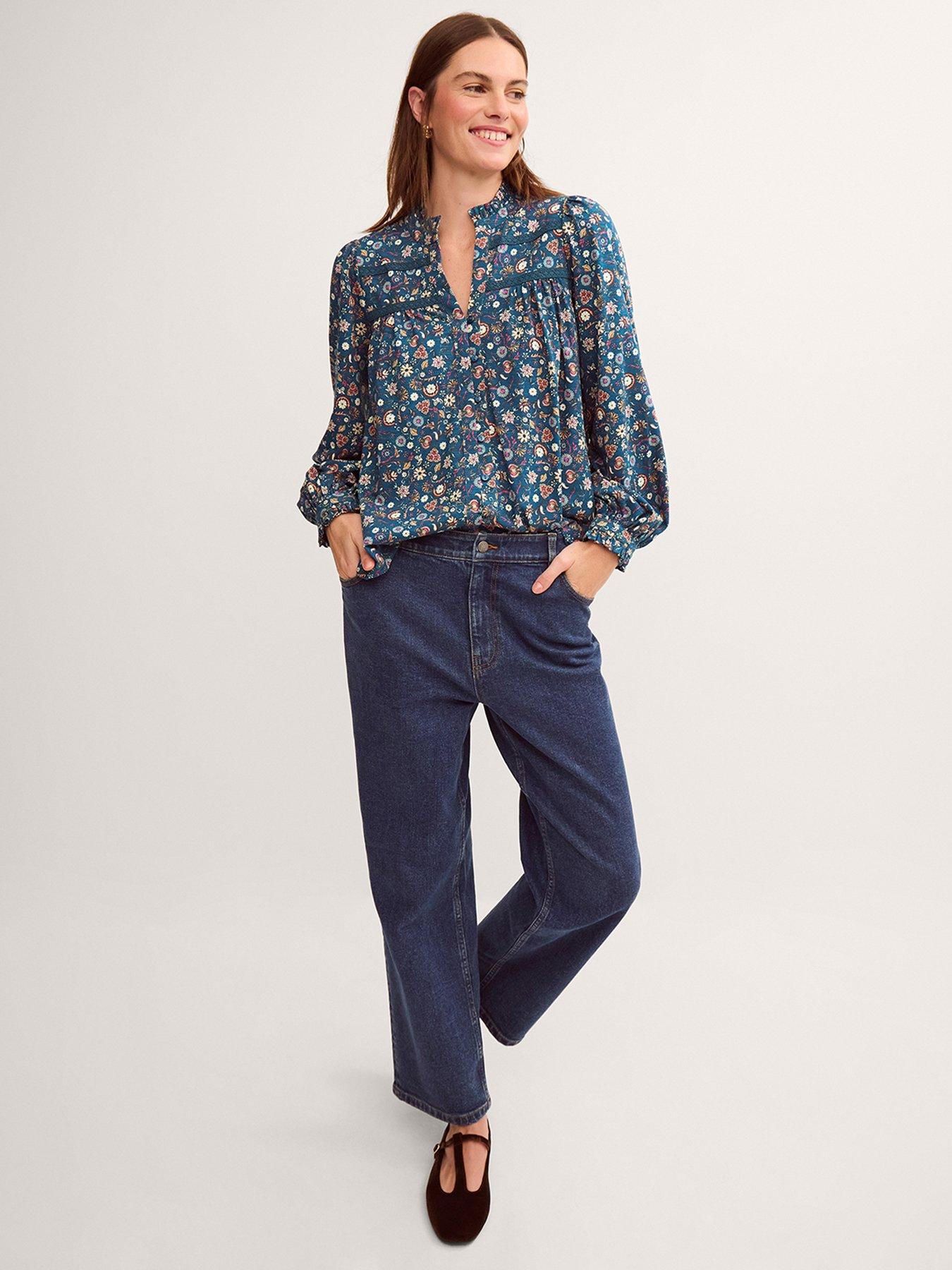 Image 3 of 5 of Monsoon Francine Print Jersey Shirt - Blue
