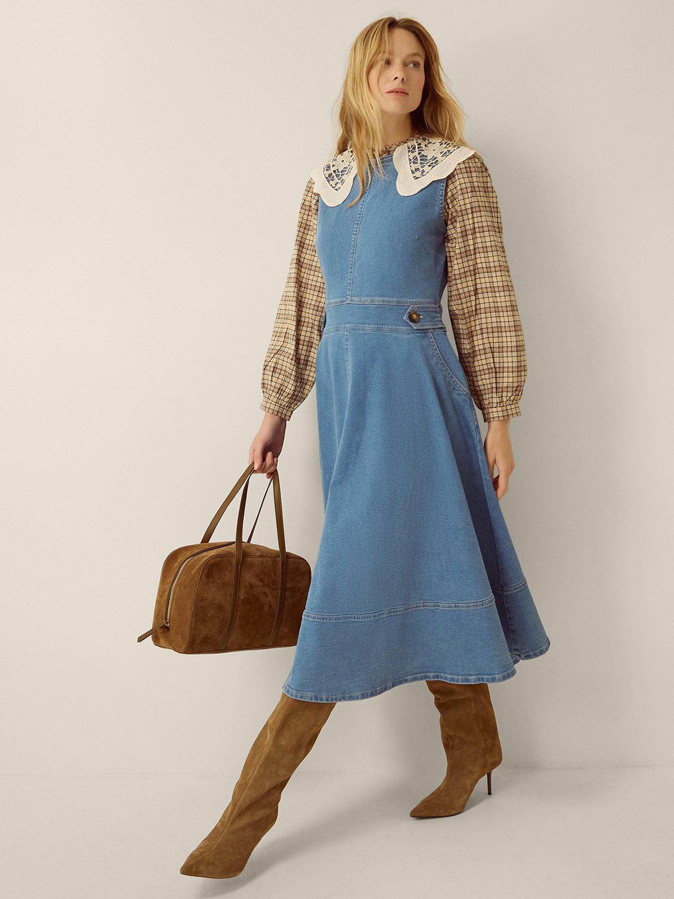 Monsoon Ella Sleeveless Denim Midi Dress - Blue