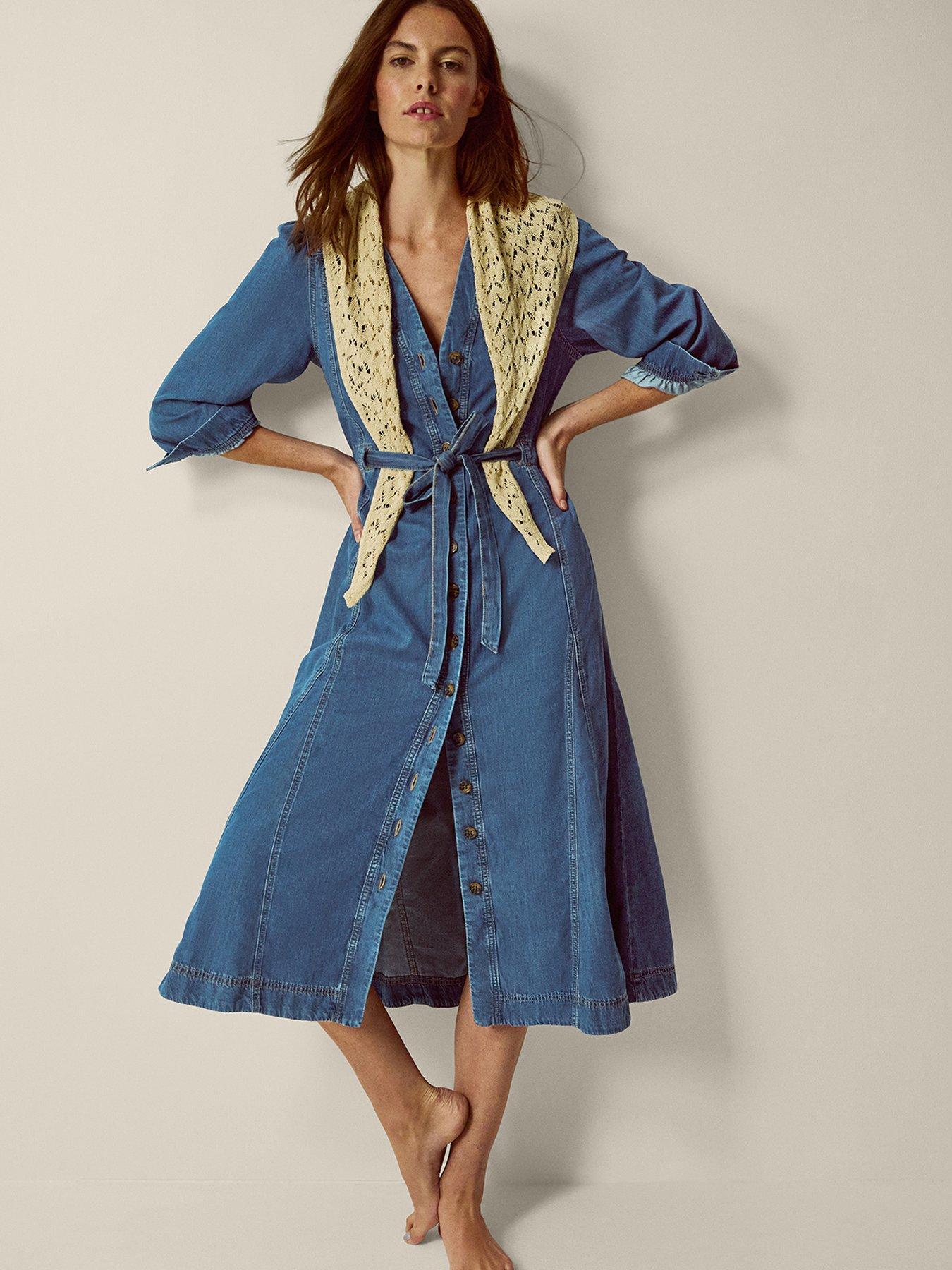 Monsoon Allison Denim Dress - Blue
