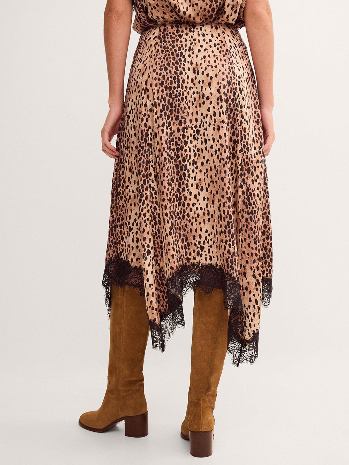 Image 2 of 5 of Monsoon Babette Leopard Print Midi Slip Skirt - Brown