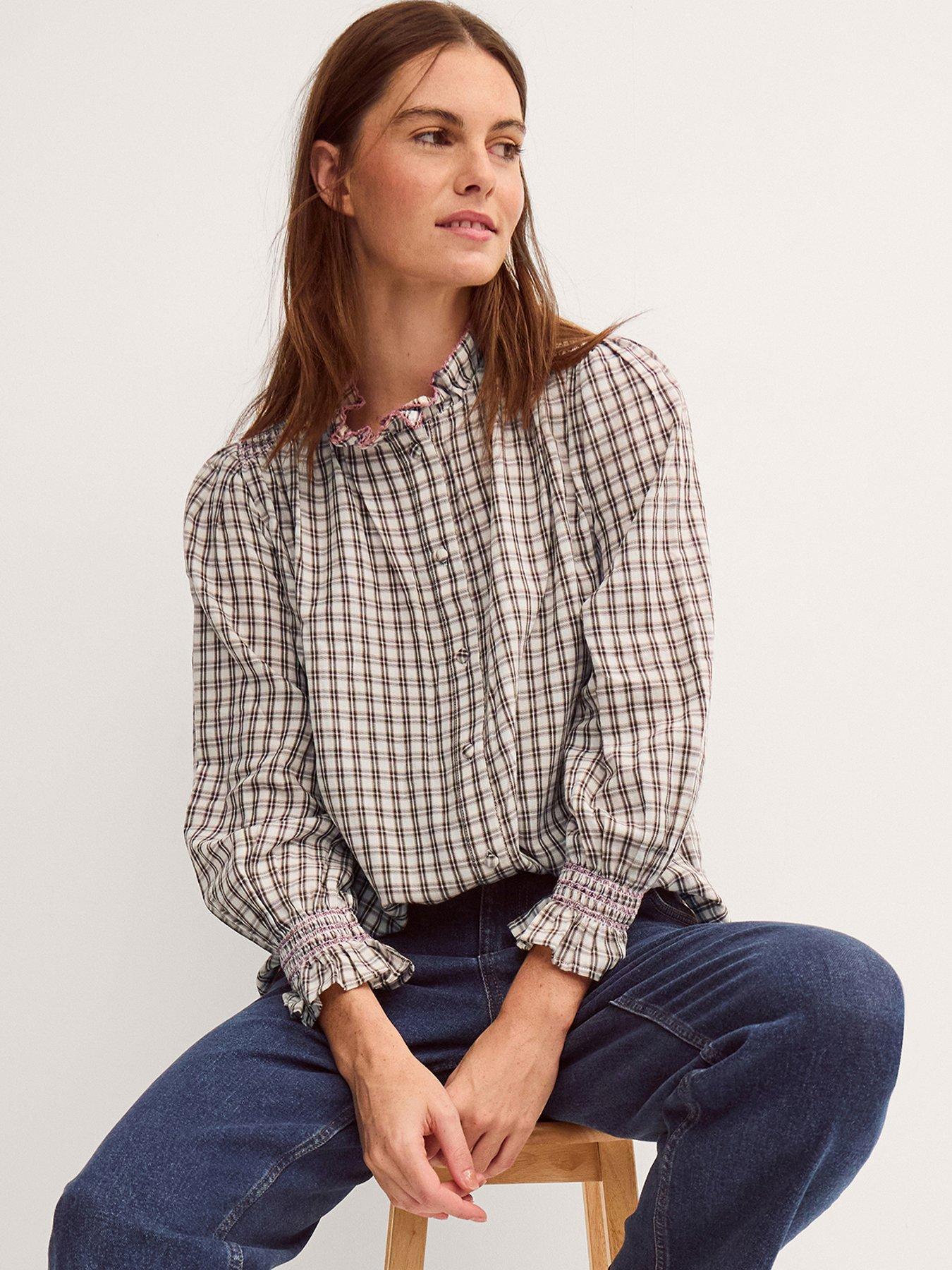 Monsoon Marlo Check Blouse - Brown