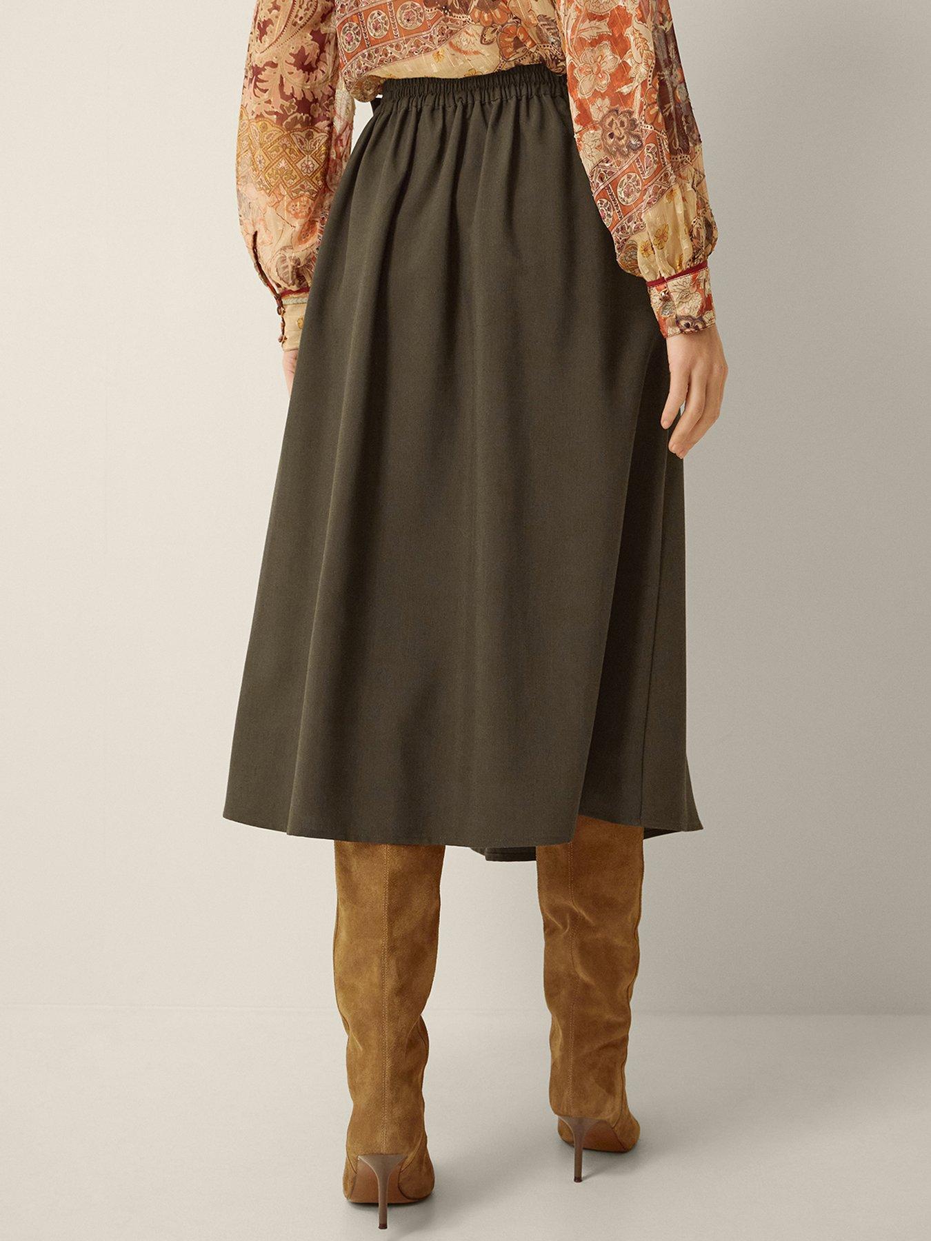Image 2 of 4 of Monsoon Jillian Pleated Kilt Midi Skirt - Green