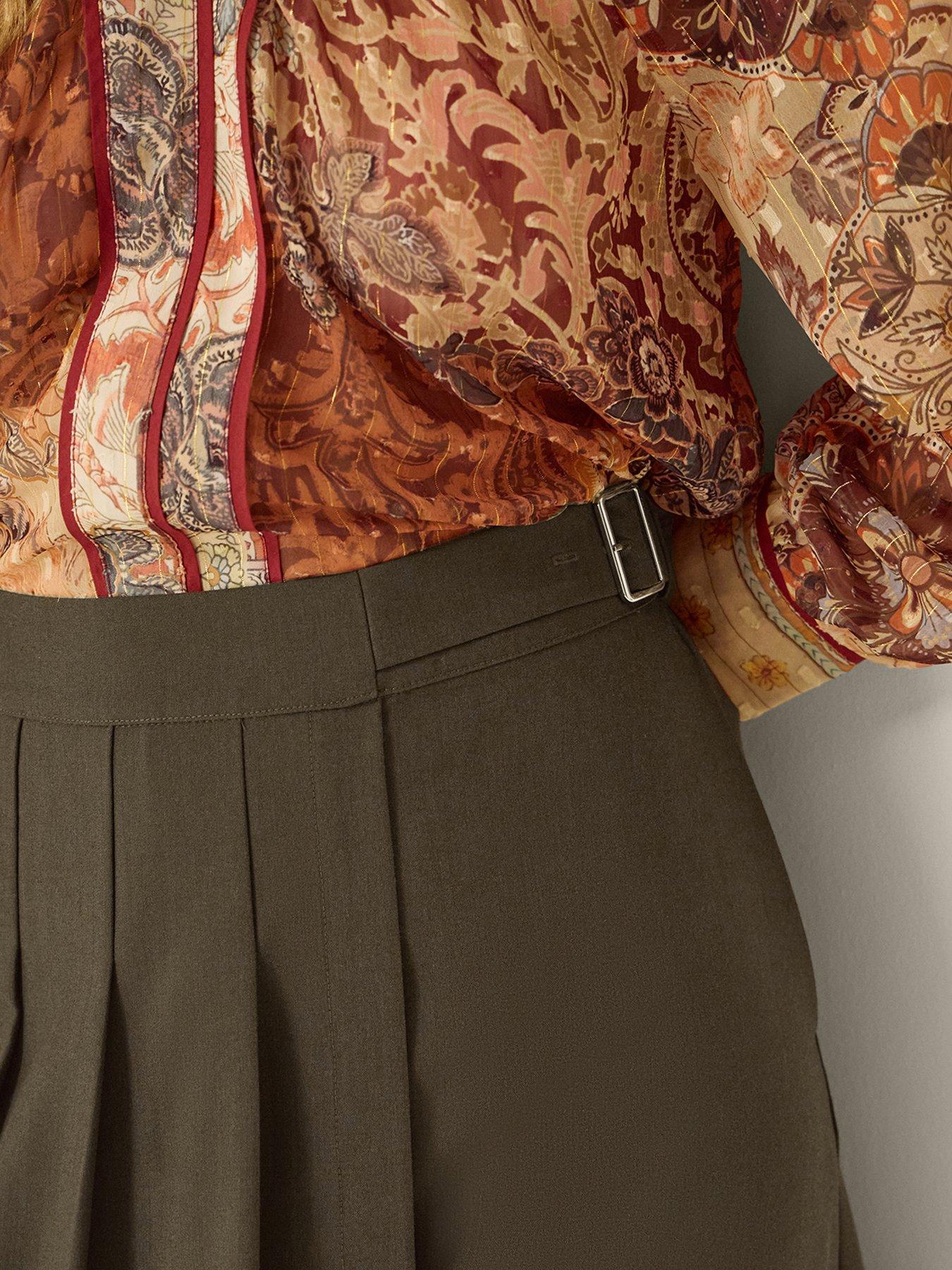 Image 4 of 4 of Monsoon Jillian Pleated Kilt Midi Skirt - Green
