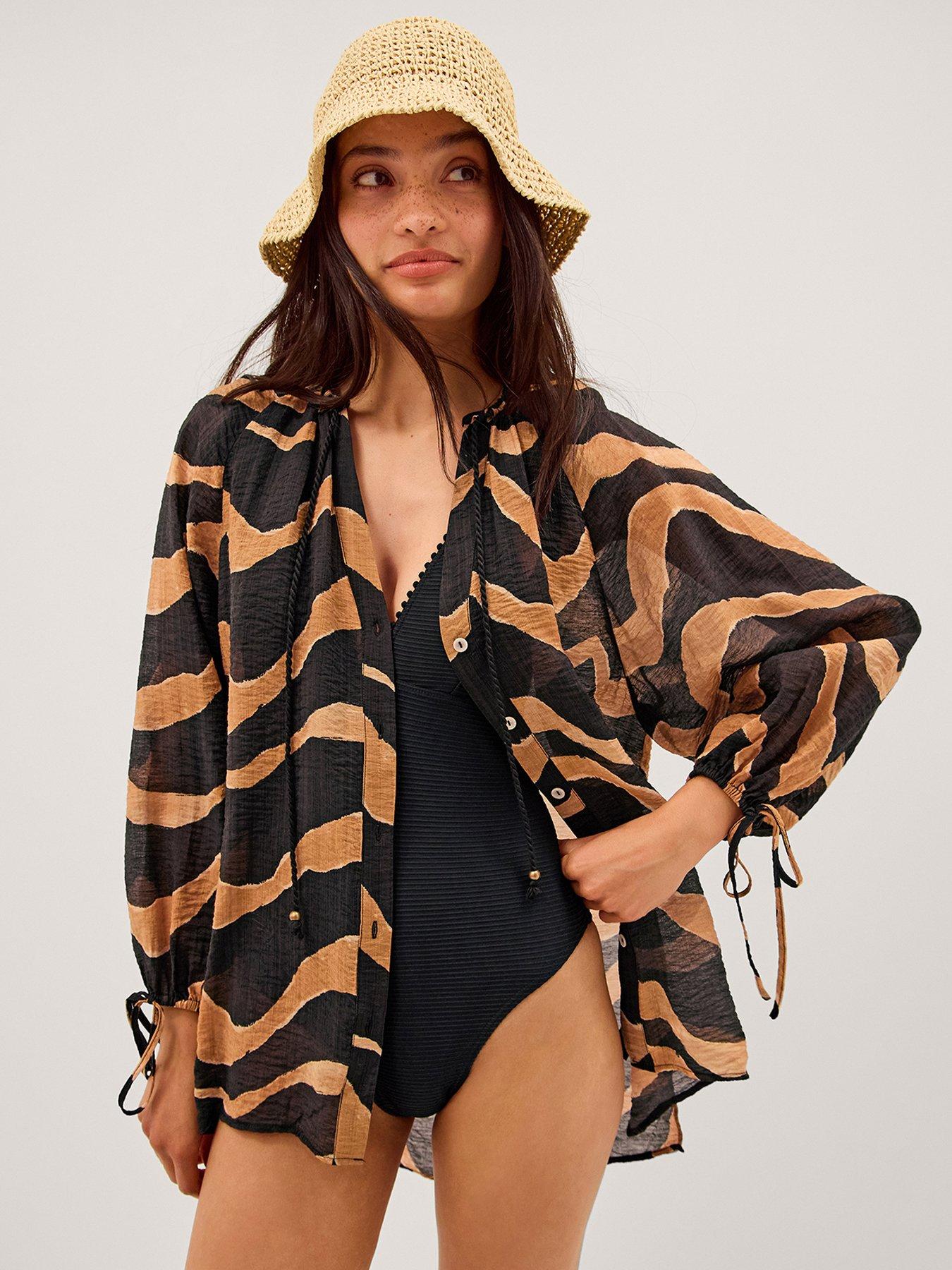 Monsoon Zahara Abstract Stripe Print Blouse - Black