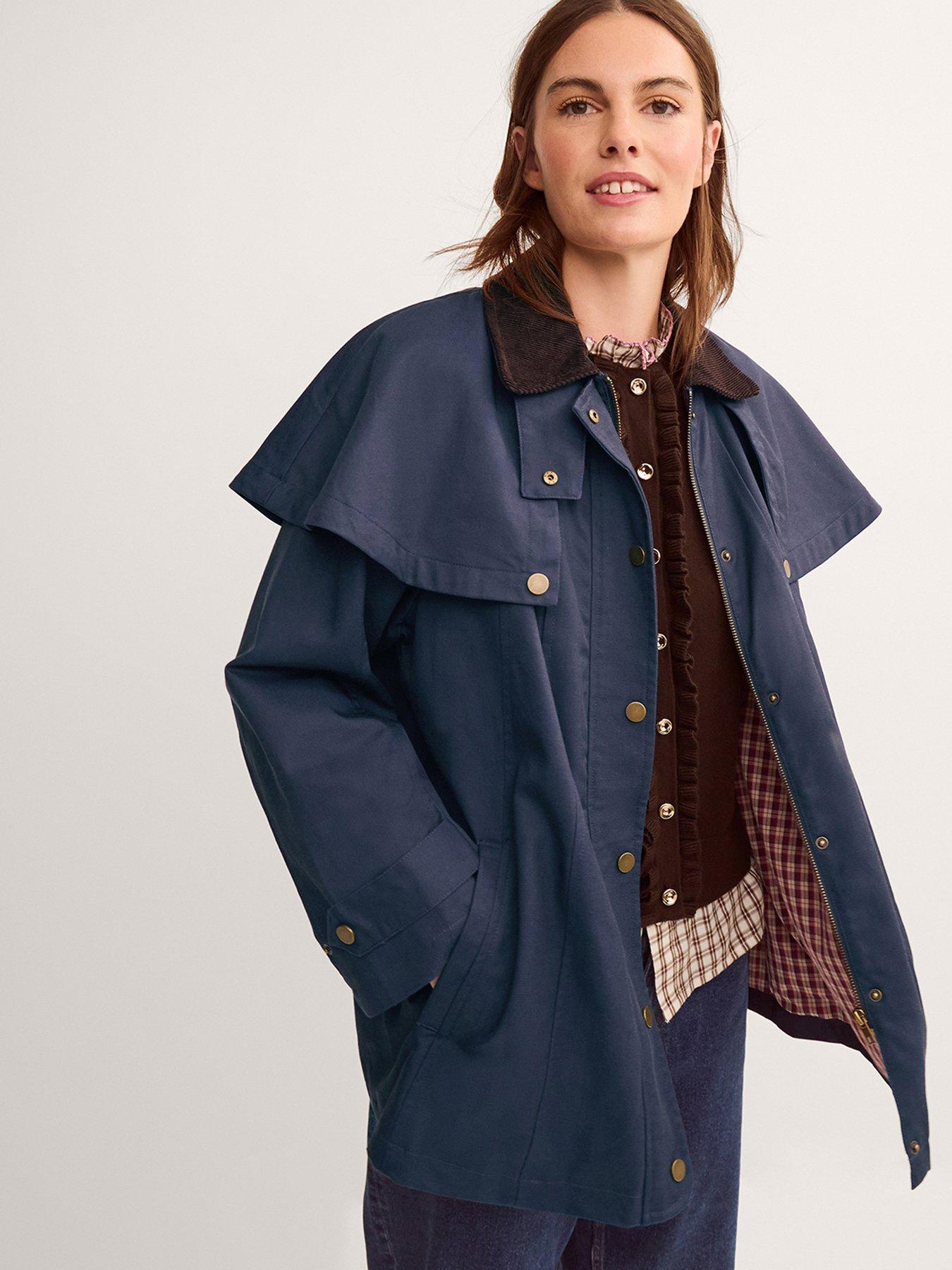 Monsoon Carly Cape Barn Jacket - Blue