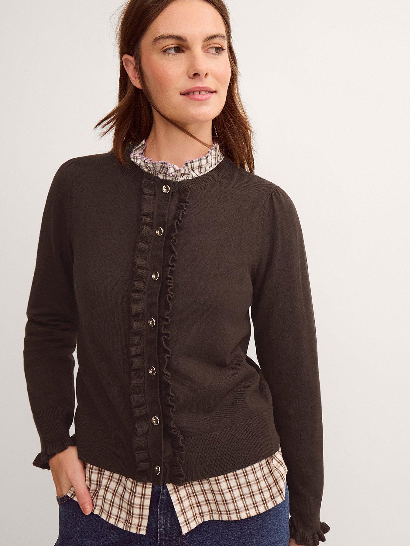 Monsoon Ruby Frill Cardigan - Brown