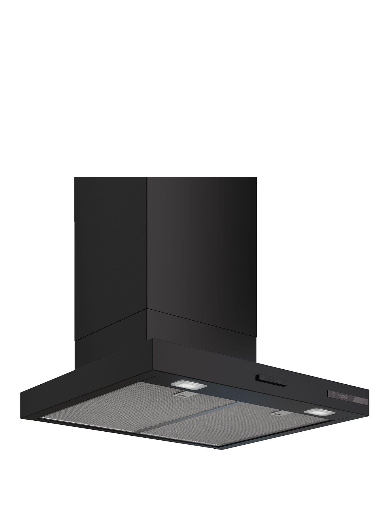 Bosch Series 4 Wall-mounted Cooker Hood 60 cm Wide with Matt Design, High Extraction Rate and Push Button Control - Matt Black