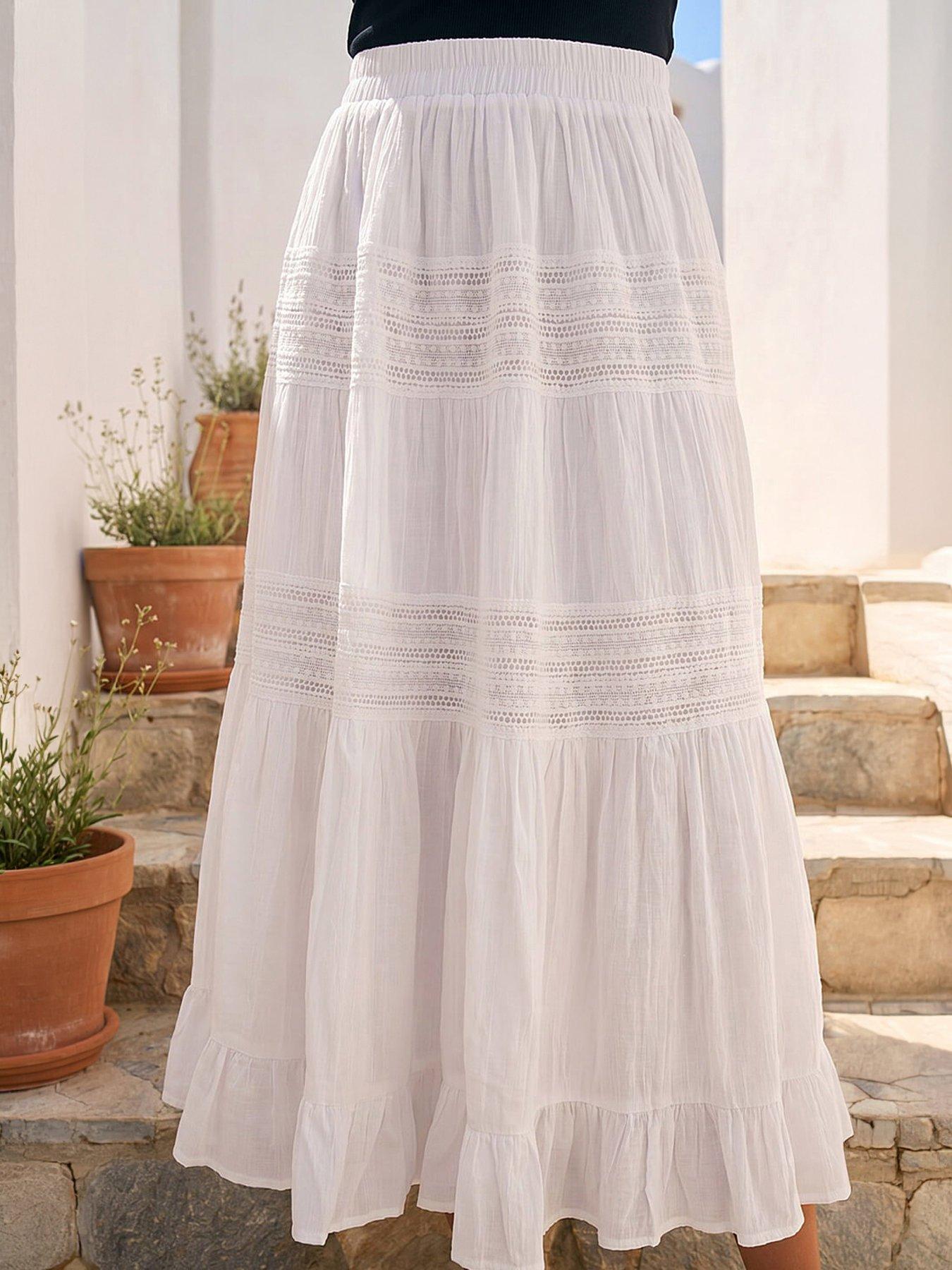 Roman Lace A-line Midi Skirt