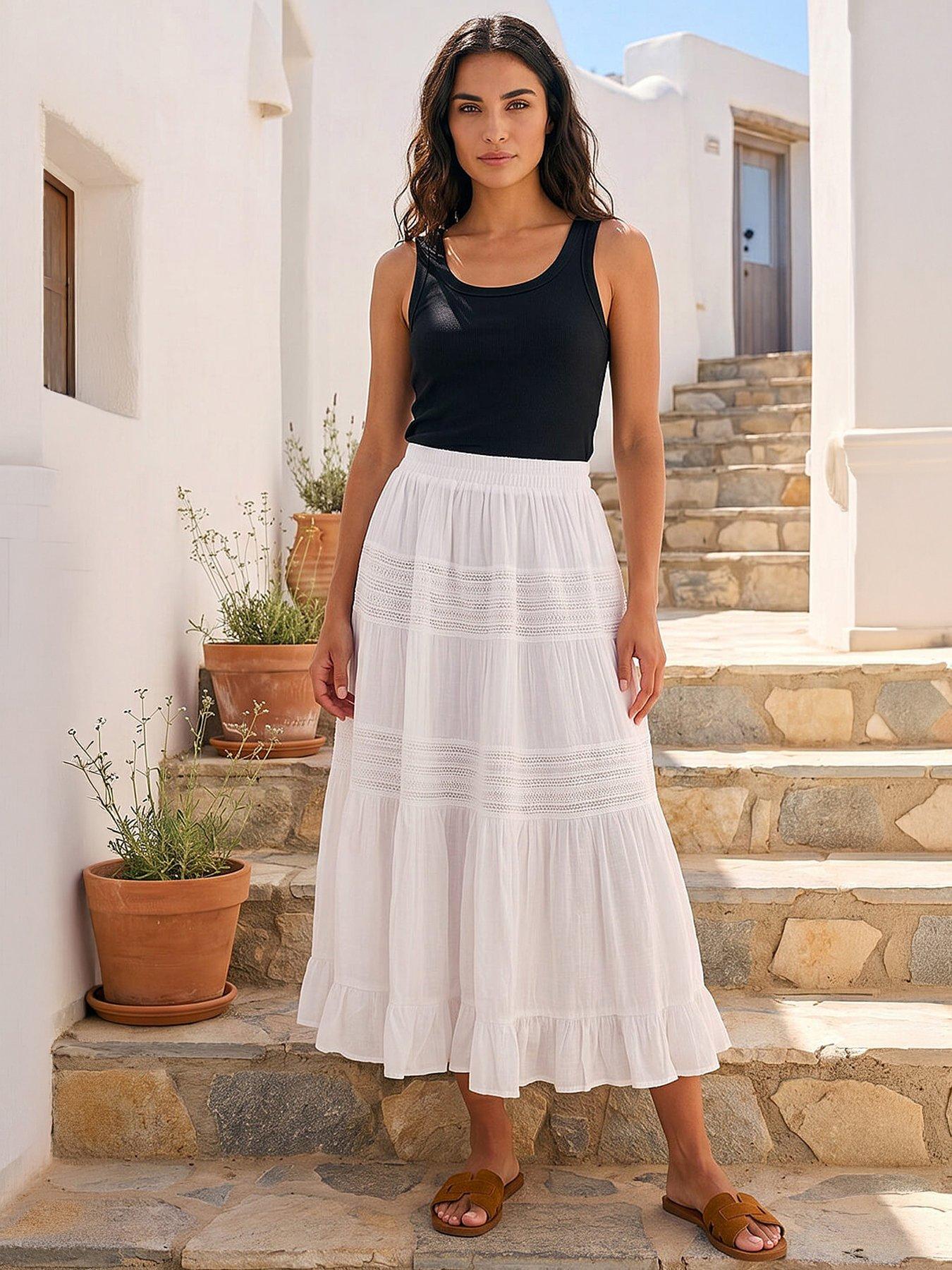 Image 4 of 4 of Roman Lace A-line Midi Skirt