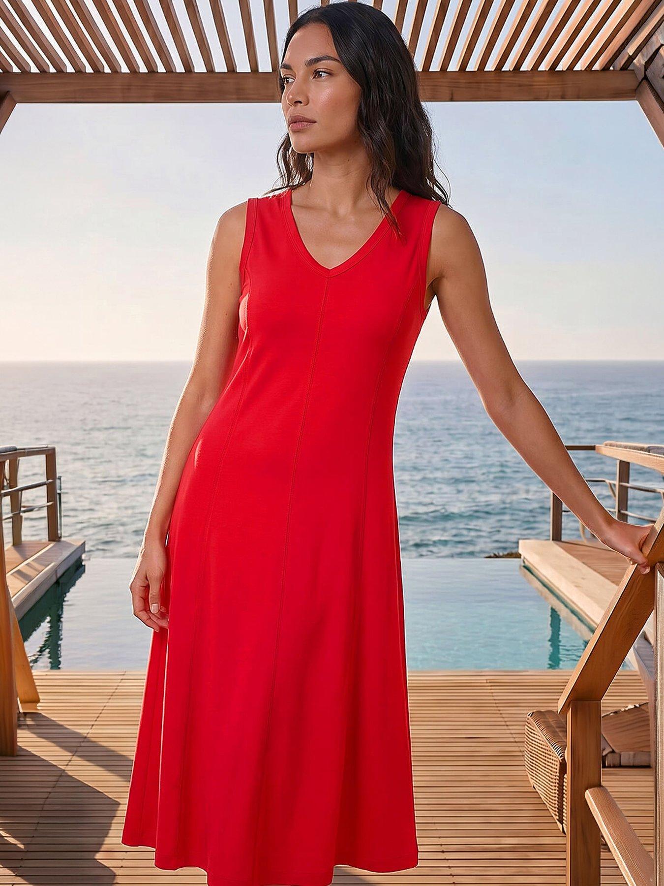 Image 3 of 4 of Roman Sleeveless V-neck Midi Dress