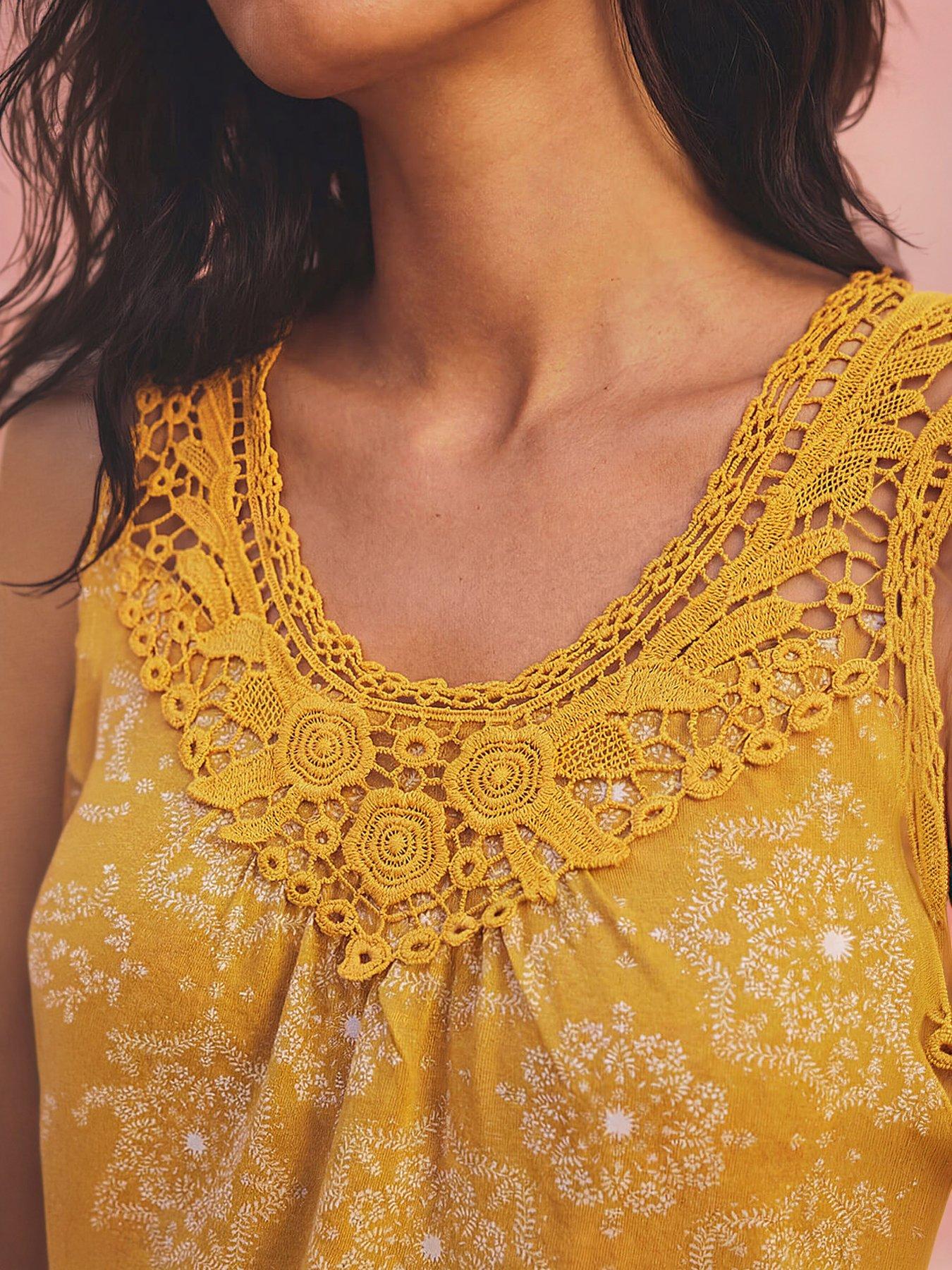 Image 4 of 4 of Roman Printed Crochet Trim Vest Top