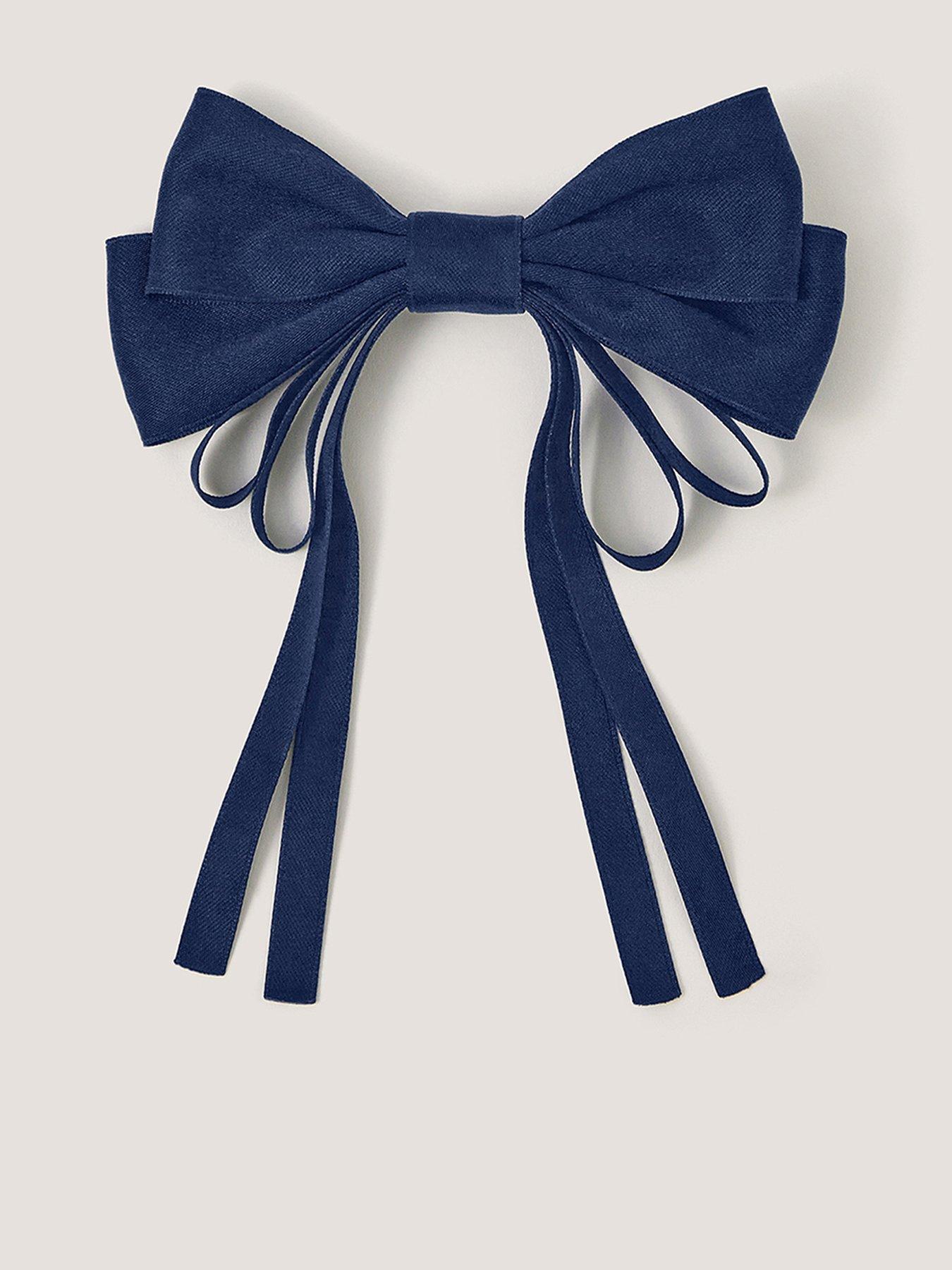 Image 1 of 3 of Monsoon Girls School Loop Bow Hair Clip - Navy