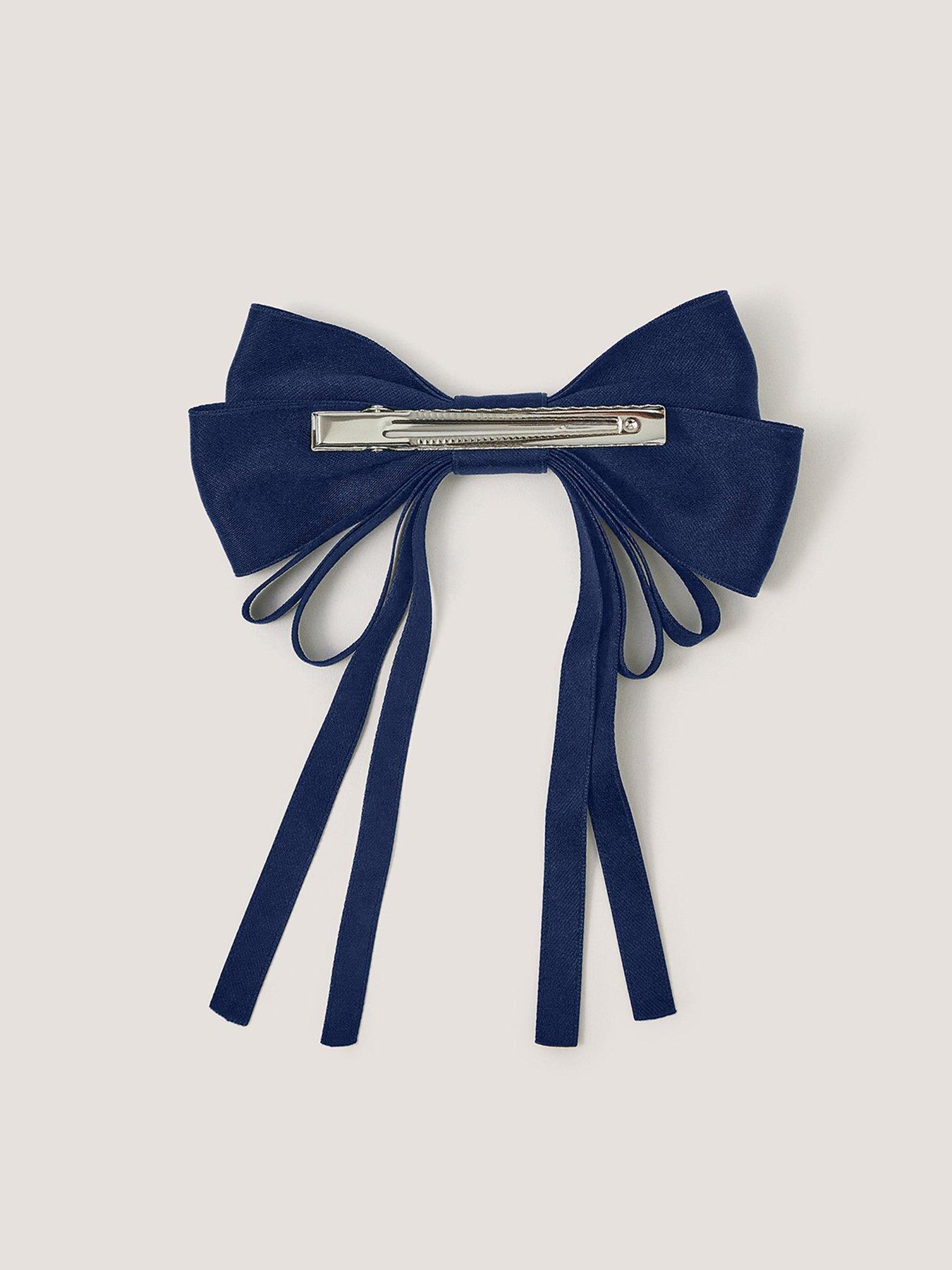 Image 2 of 3 of Monsoon Girls School Loop Bow Hair Clip - Navy