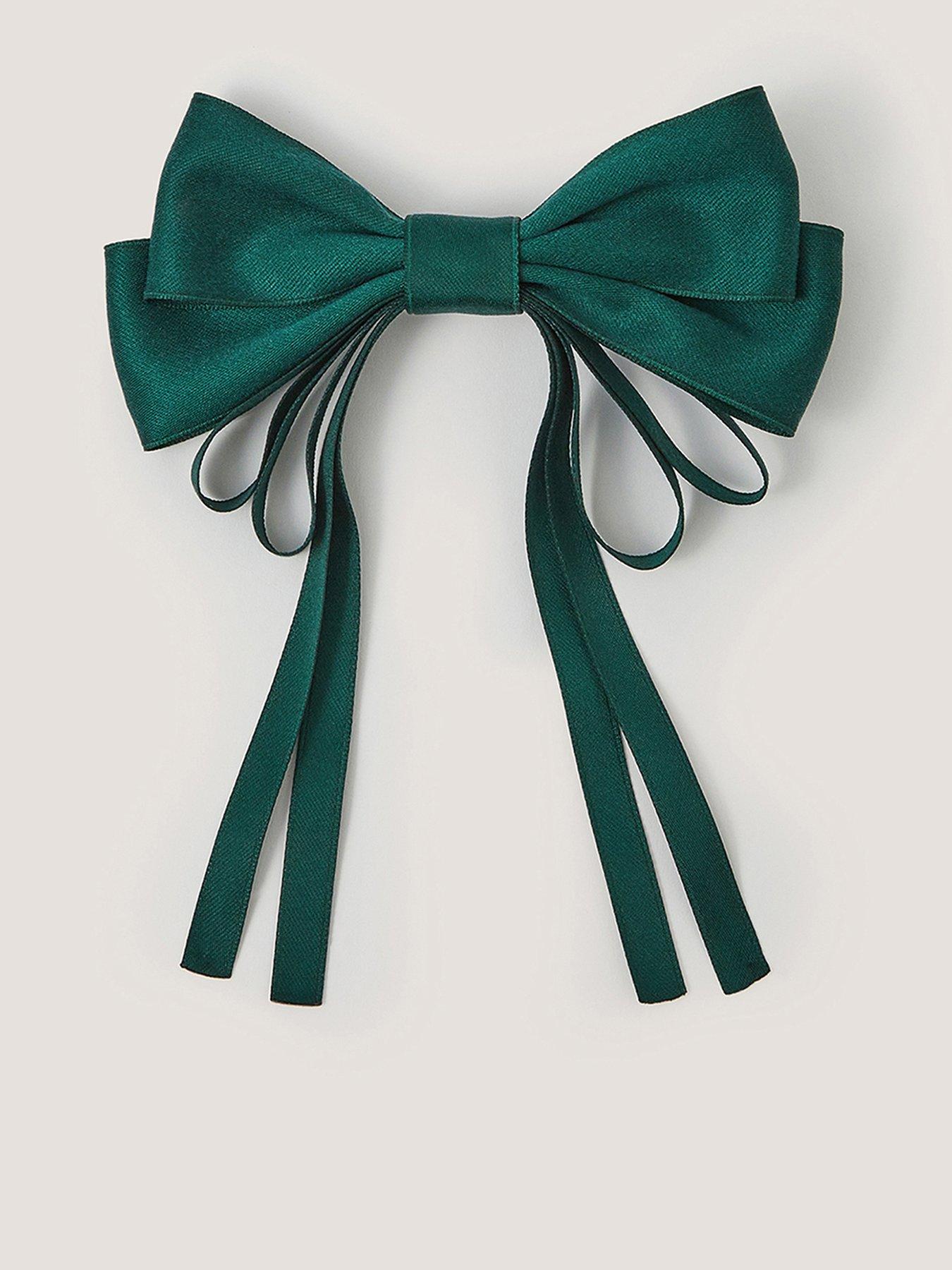 Image 1 of 3 of Monsoon Girls School Loop Bow Hair Clip - Green