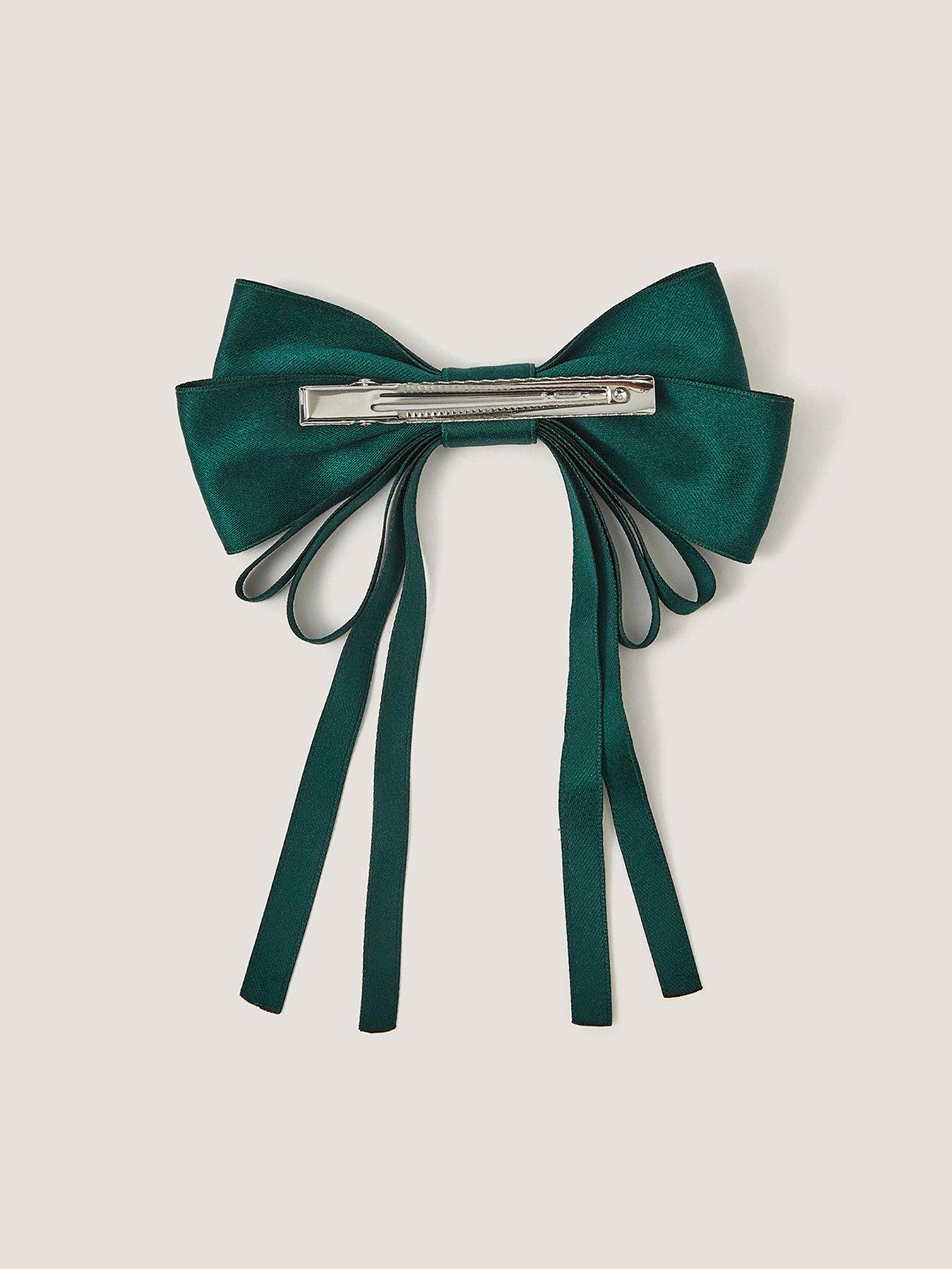 Image 2 of 3 of Monsoon Girls School Loop Bow Hair Clip - Green
