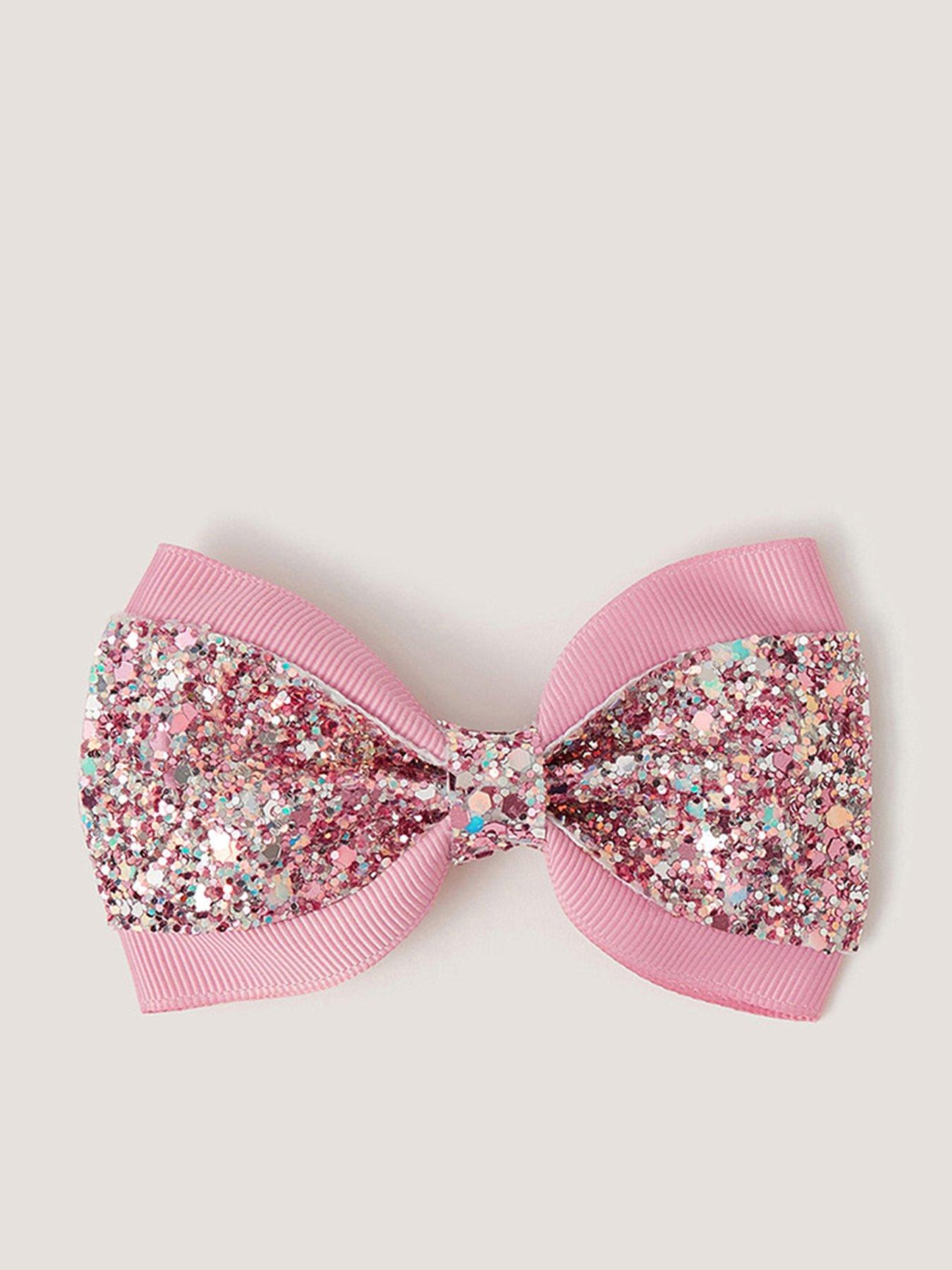 Image 1 of 3 of Monsoon Girls Glitter Bow Clip - Pink