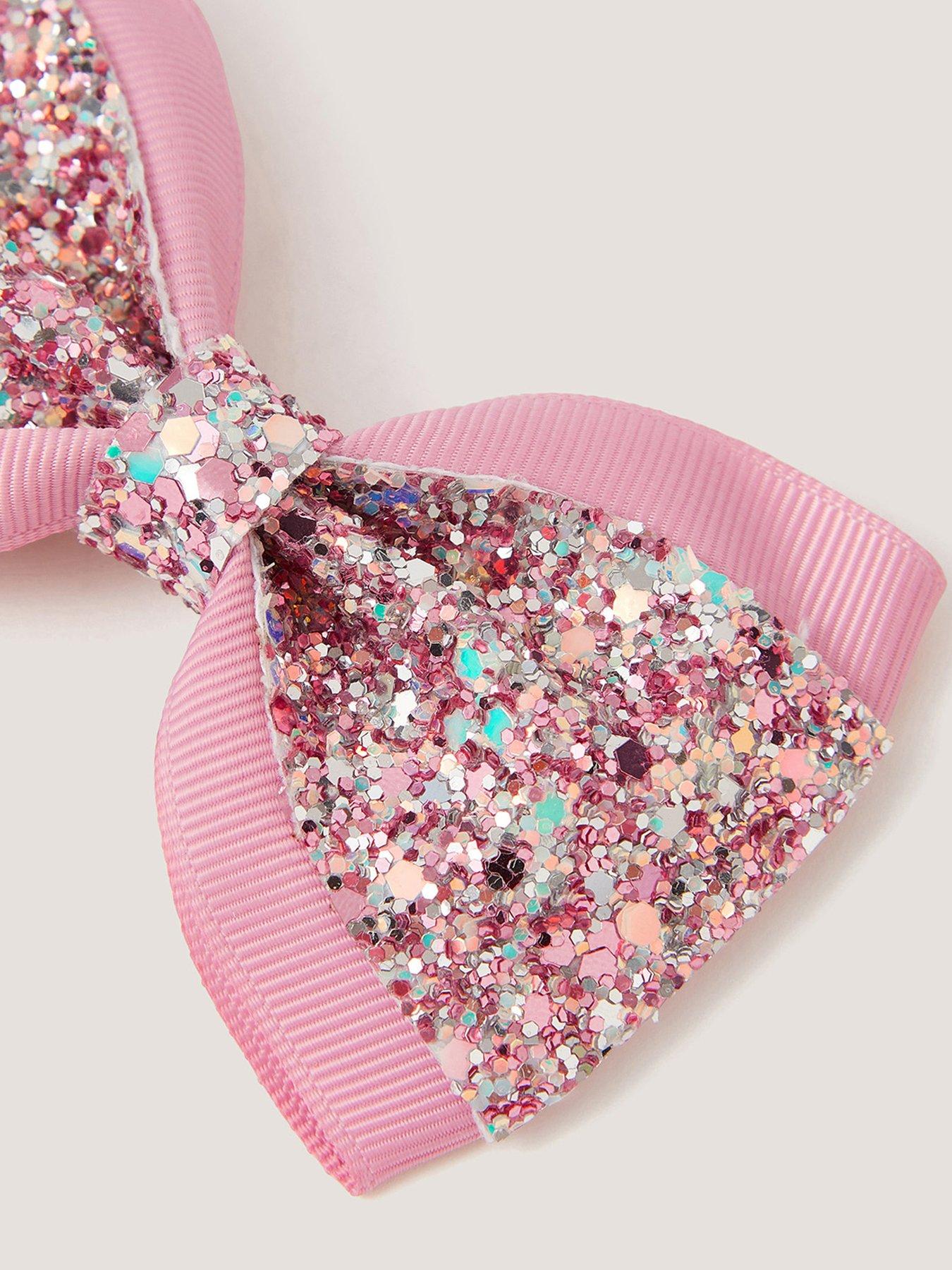 Image 3 of 3 of Monsoon Girls Glitter Bow Clip - Pink