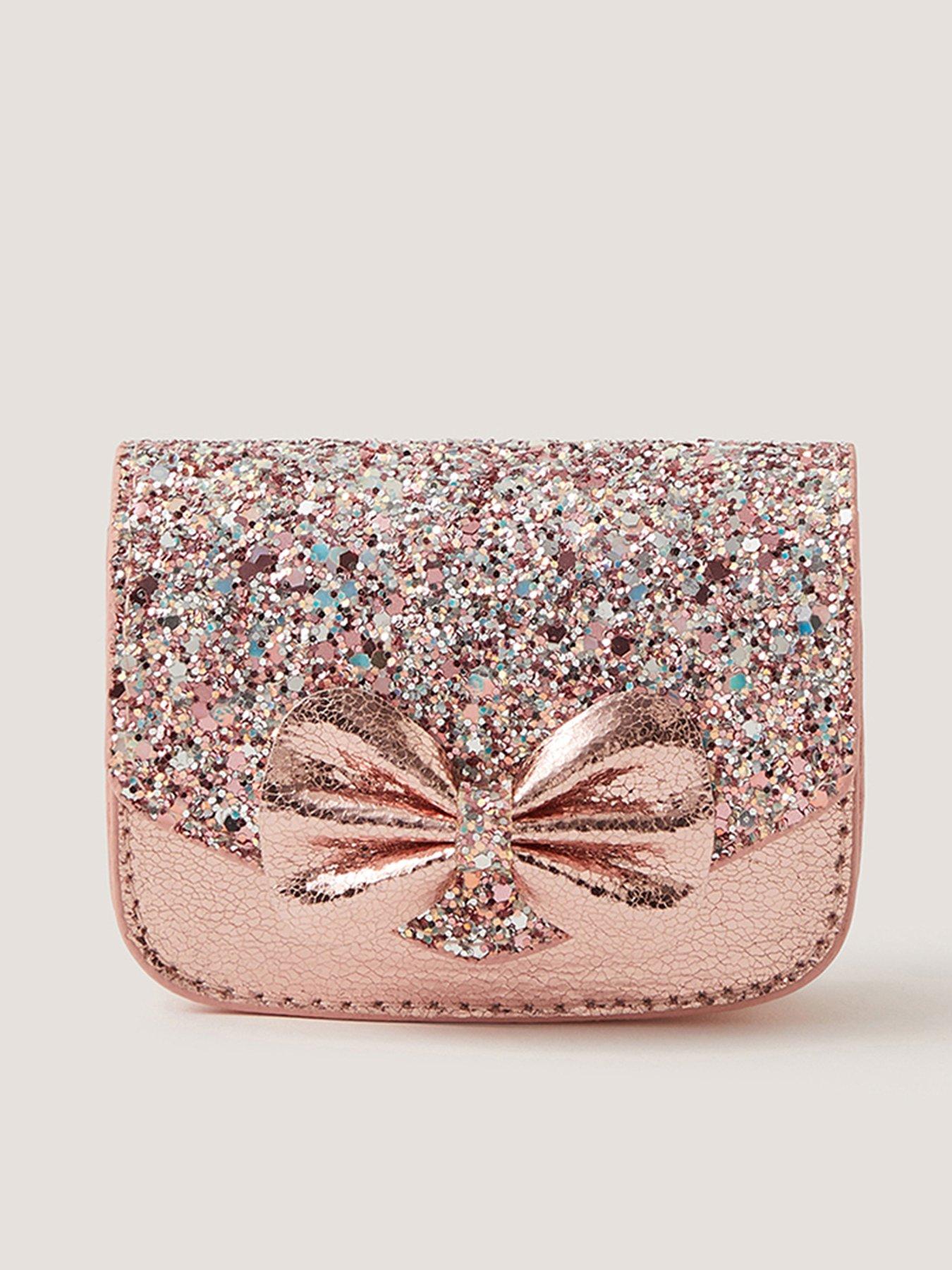 Image 1 of 3 of Monsoon Girls Sparkle Bow Mini Bag - Pink