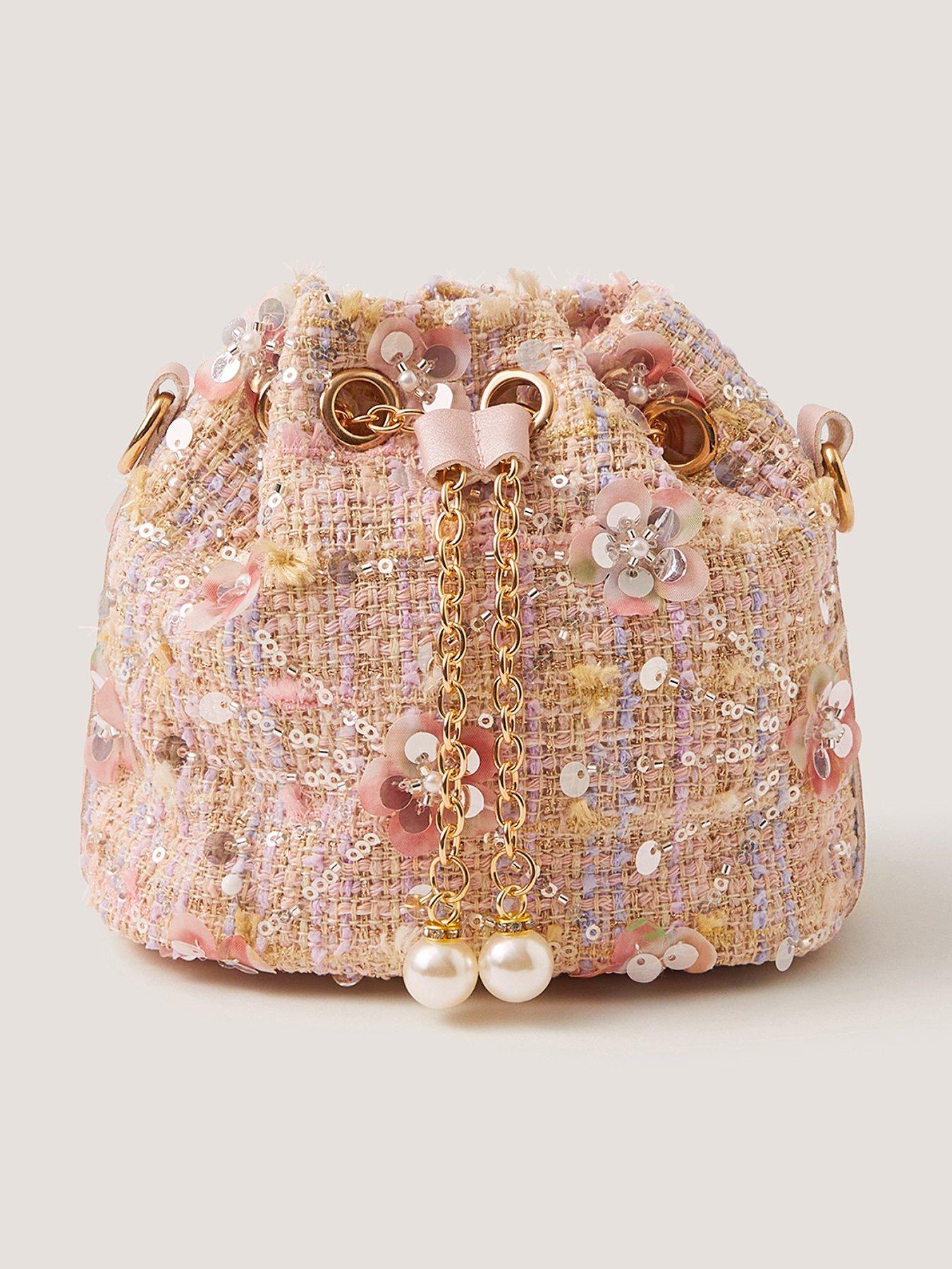 Monsoon Girls Sequin Boucle Pouch - Pink