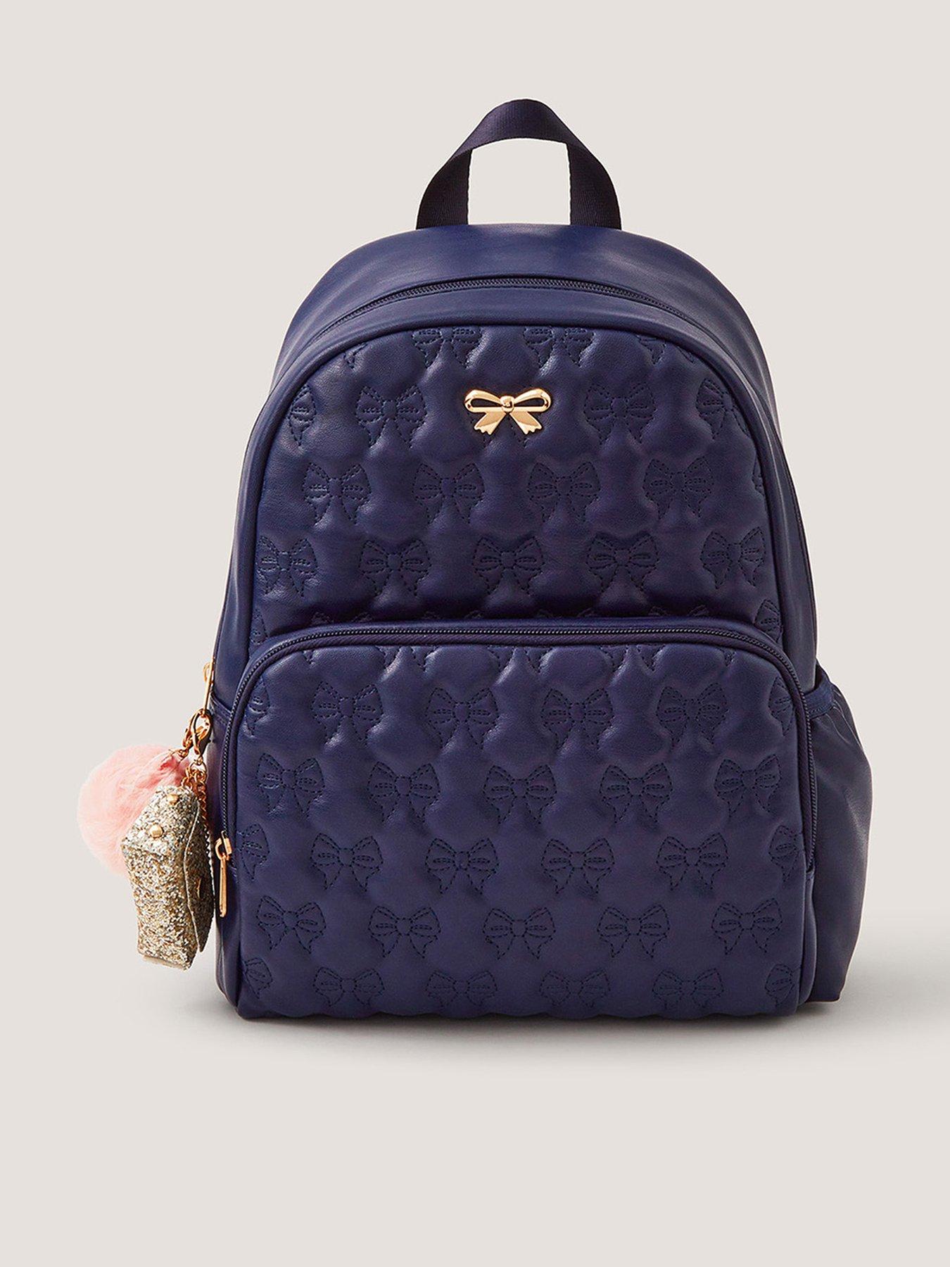 Monsoon Heart Quilted School Backpack - Navy