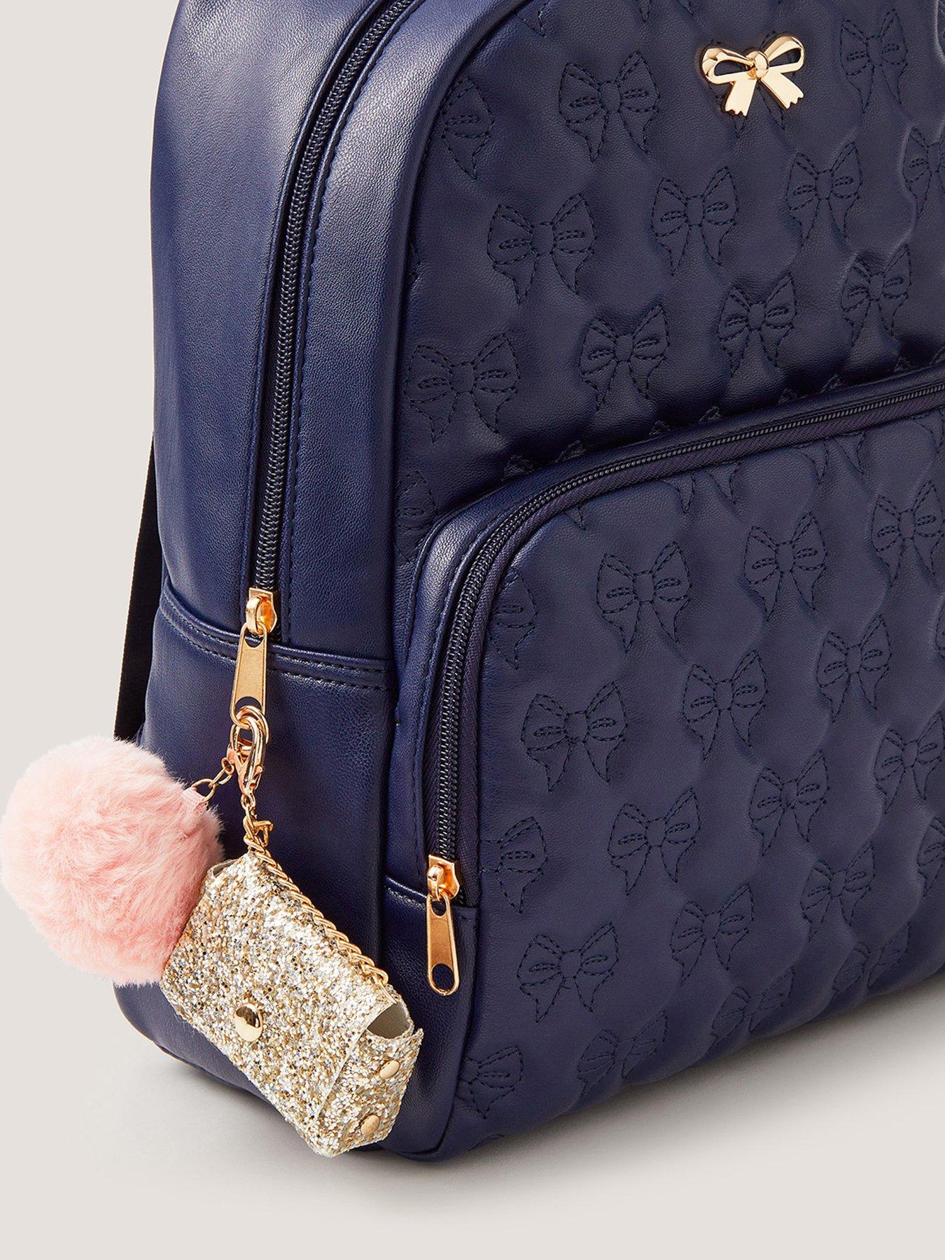 Image 3 of 4 of Monsoon Heart Quilted School Backpack - Navy