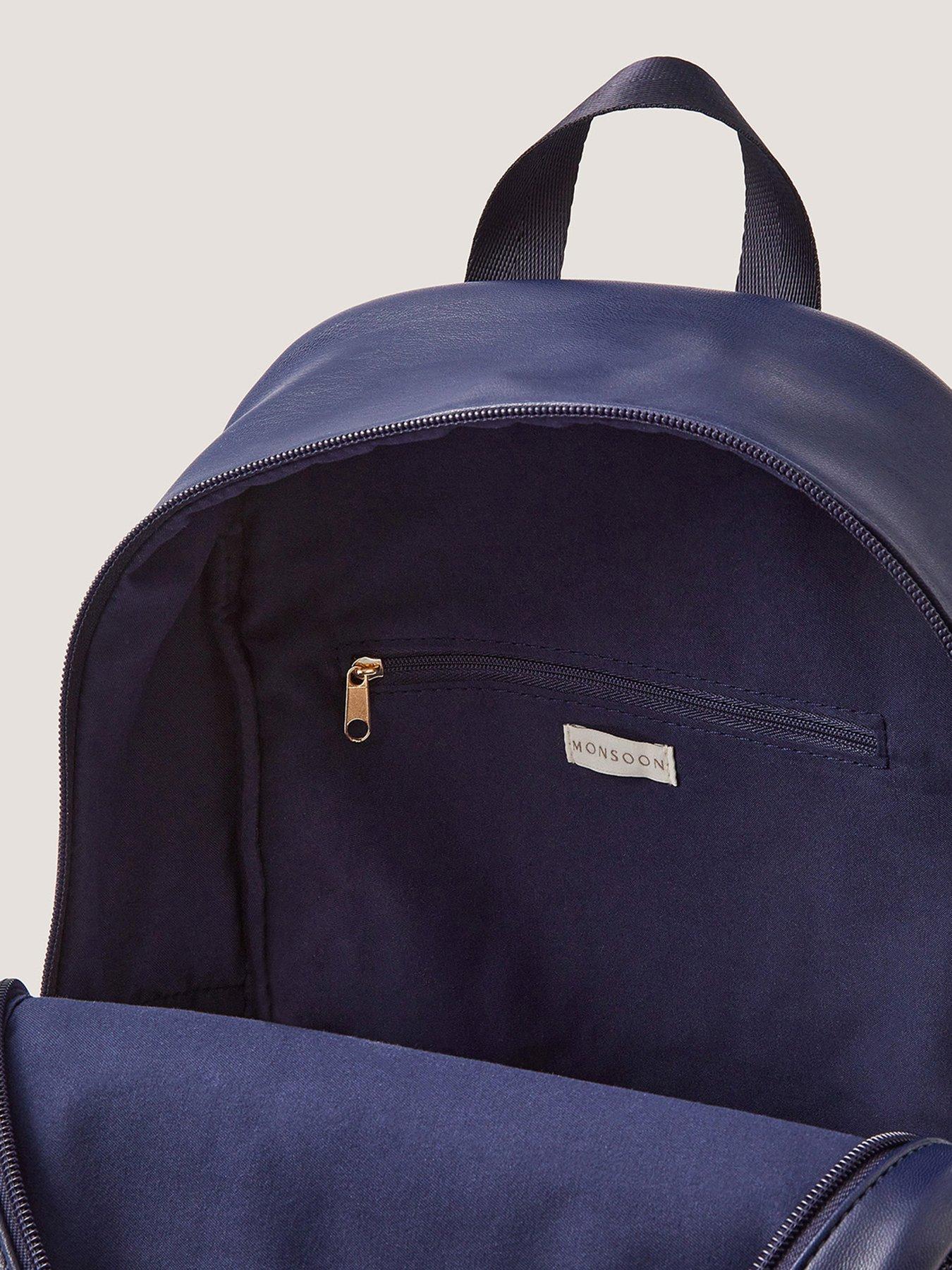 Image 4 of 4 of Monsoon Heart Quilted School Backpack - Navy