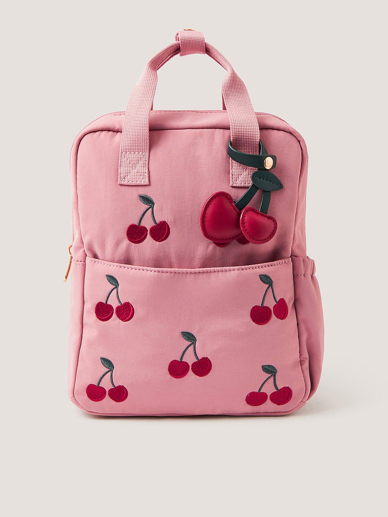 Image 1 of 4 of Monsoon Girls Cherry Embroidered Mini Backpack - Pink