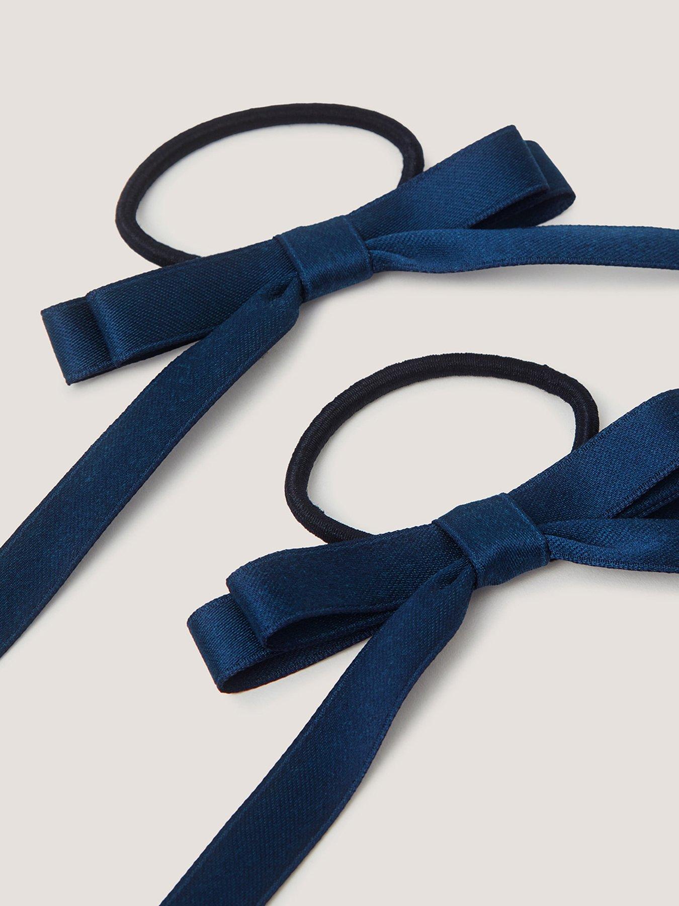 Image 2 of 2 of Monsoon Girls 2 Pack School Bow Hair Ponies - Navy