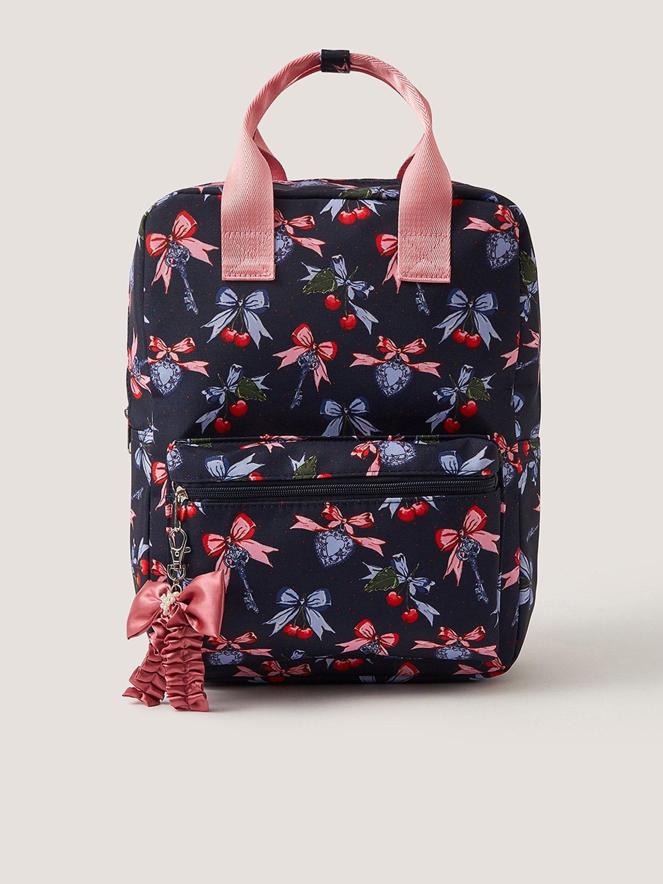 Monsoon Girls School Cherry Backpack - Navy