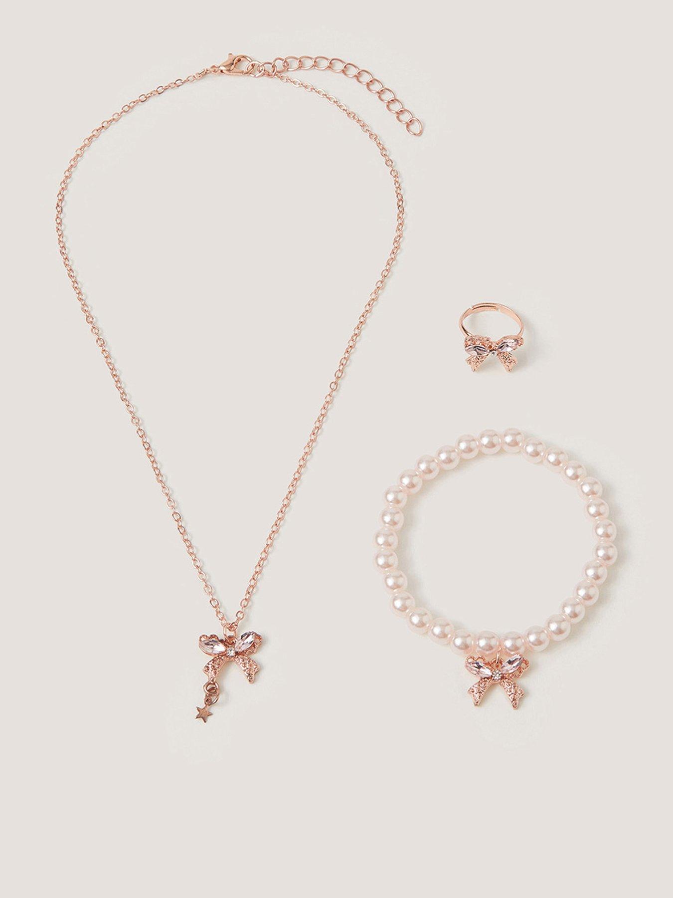 Monsoon Girls Pretty Bow Jewellery Set - Gold