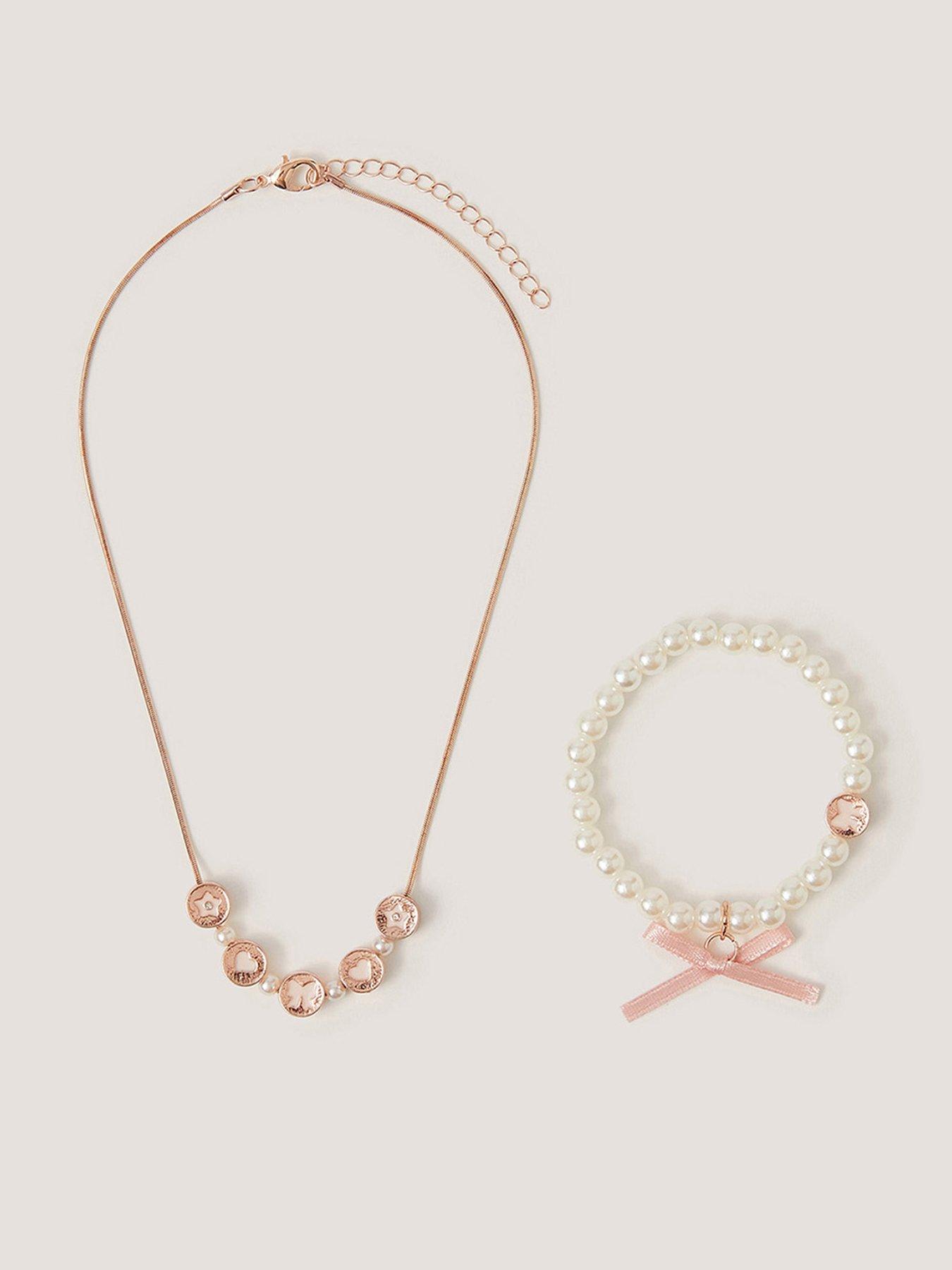 Monsoon Girls Bow Jewellery Set - Gold