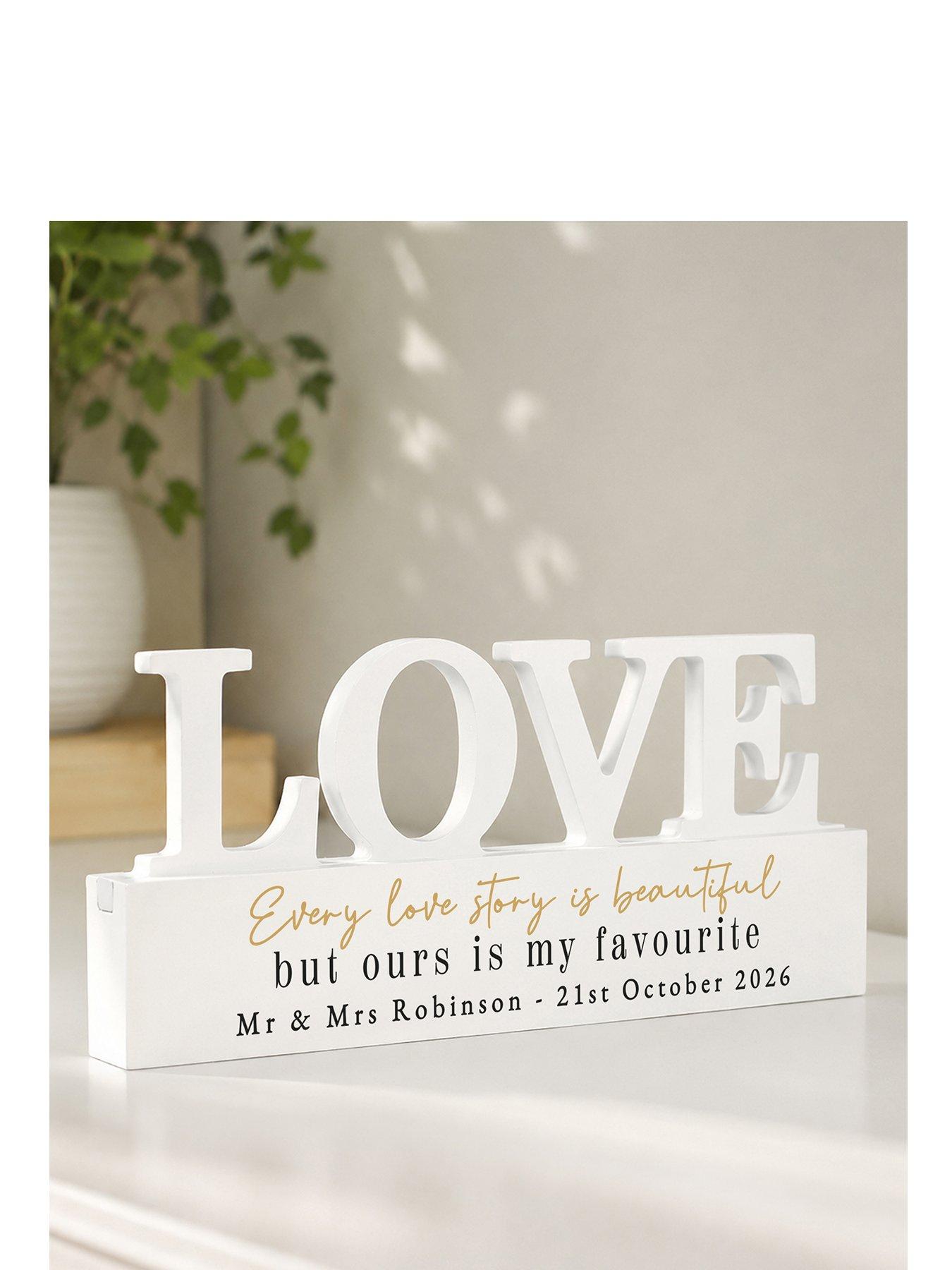 The Personalised Memento Company Personalised Black & Gold LOVE Word Plaque