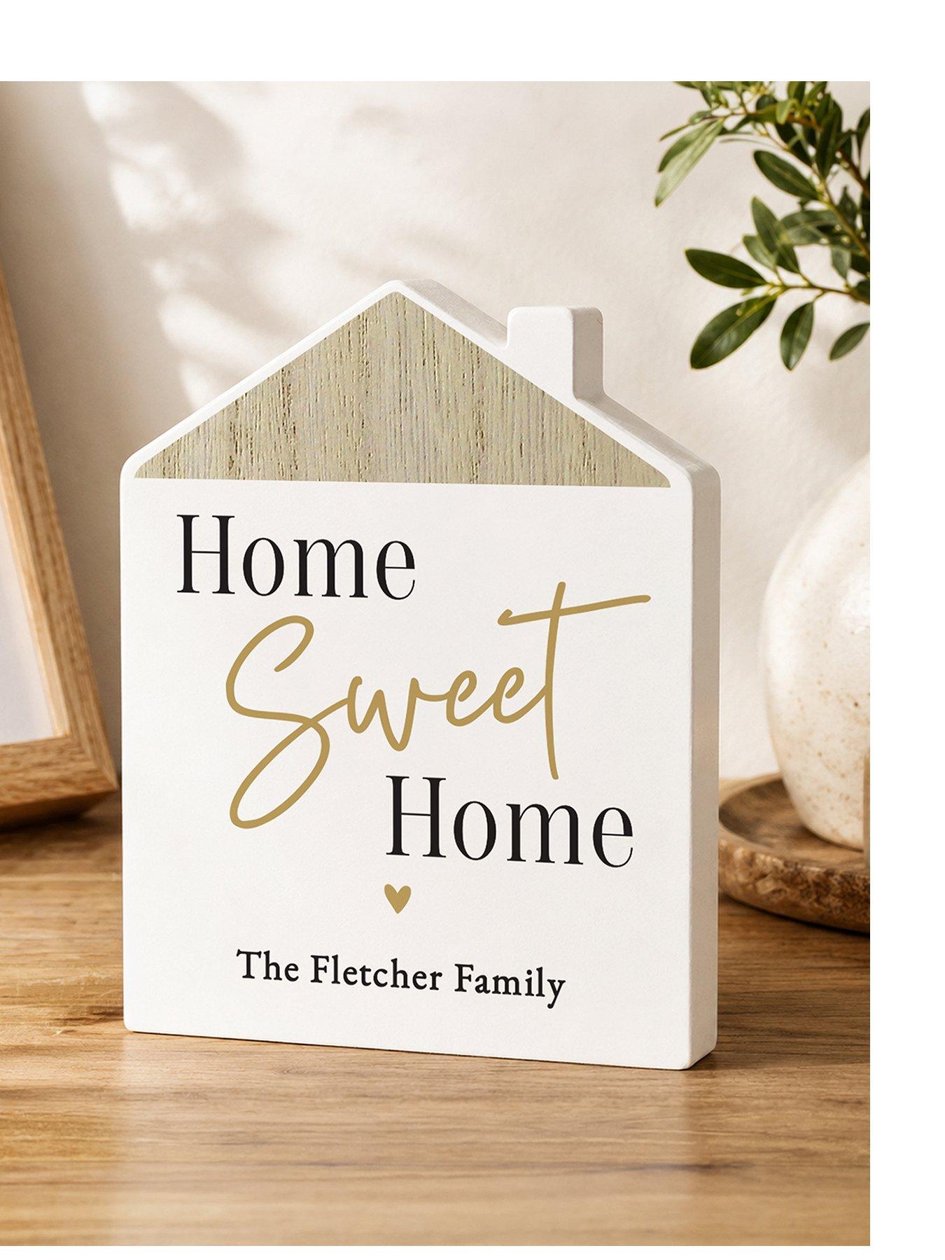 The Personalised Memento Company Personalised Black & Gold Wooden House Ornament