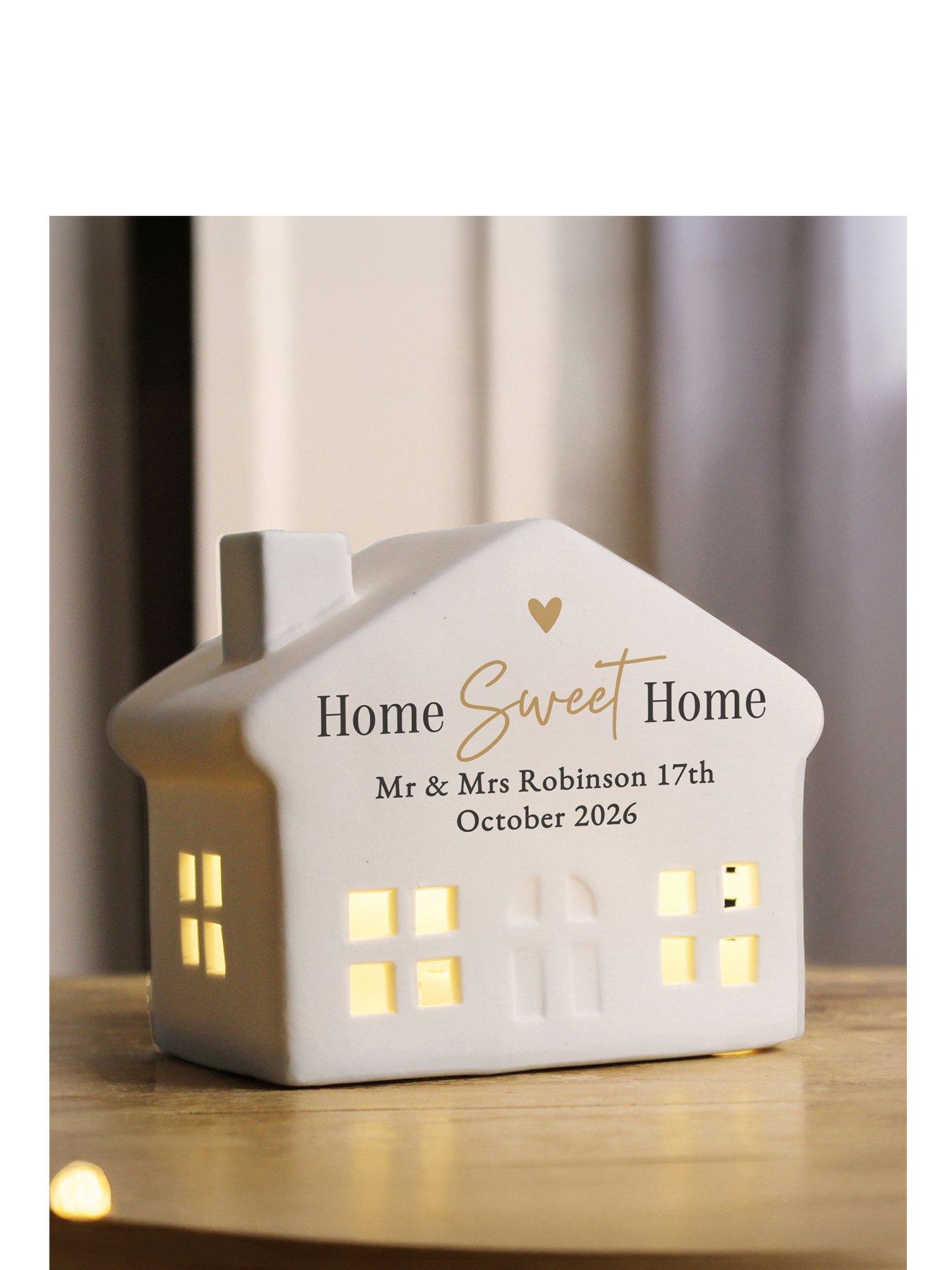 The Personalised Memento Company Personalised Black & Gold Ceramic LED House