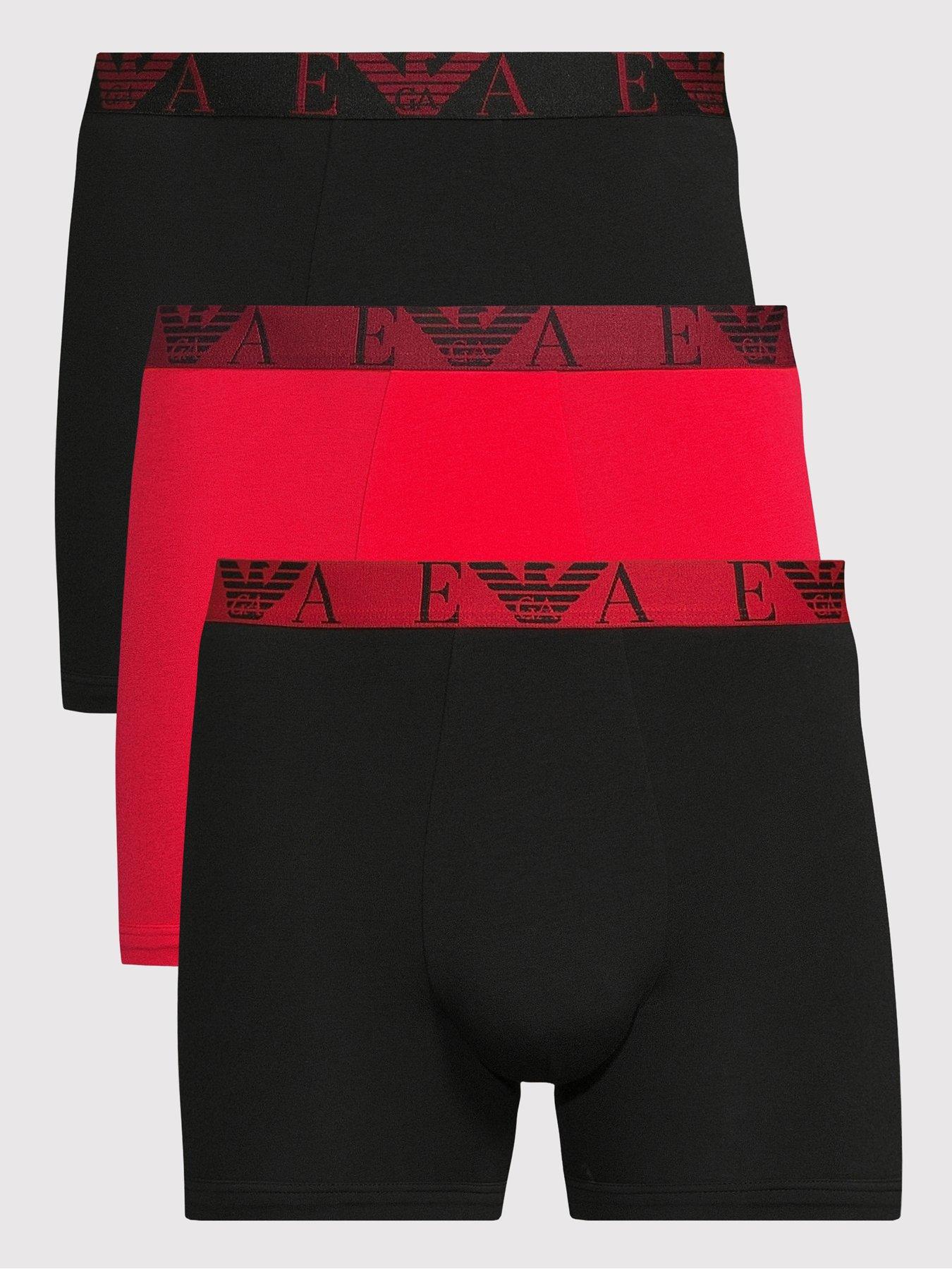 Emporio Armani Bodywear Bold Monogram Waistband 3 Pack Trunks - Assorted