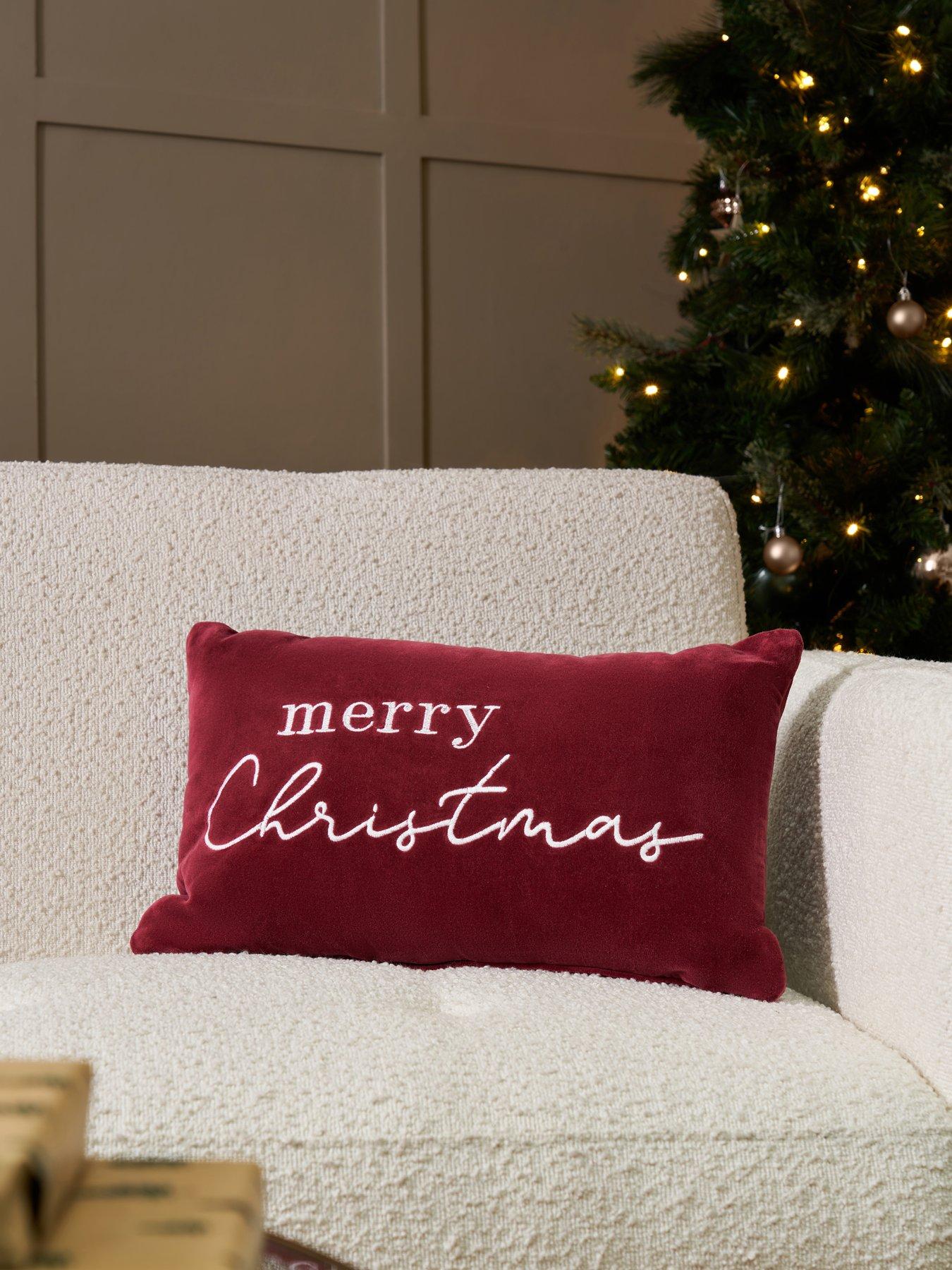 The Very Collection Merry Christmas Embroidered Cushion