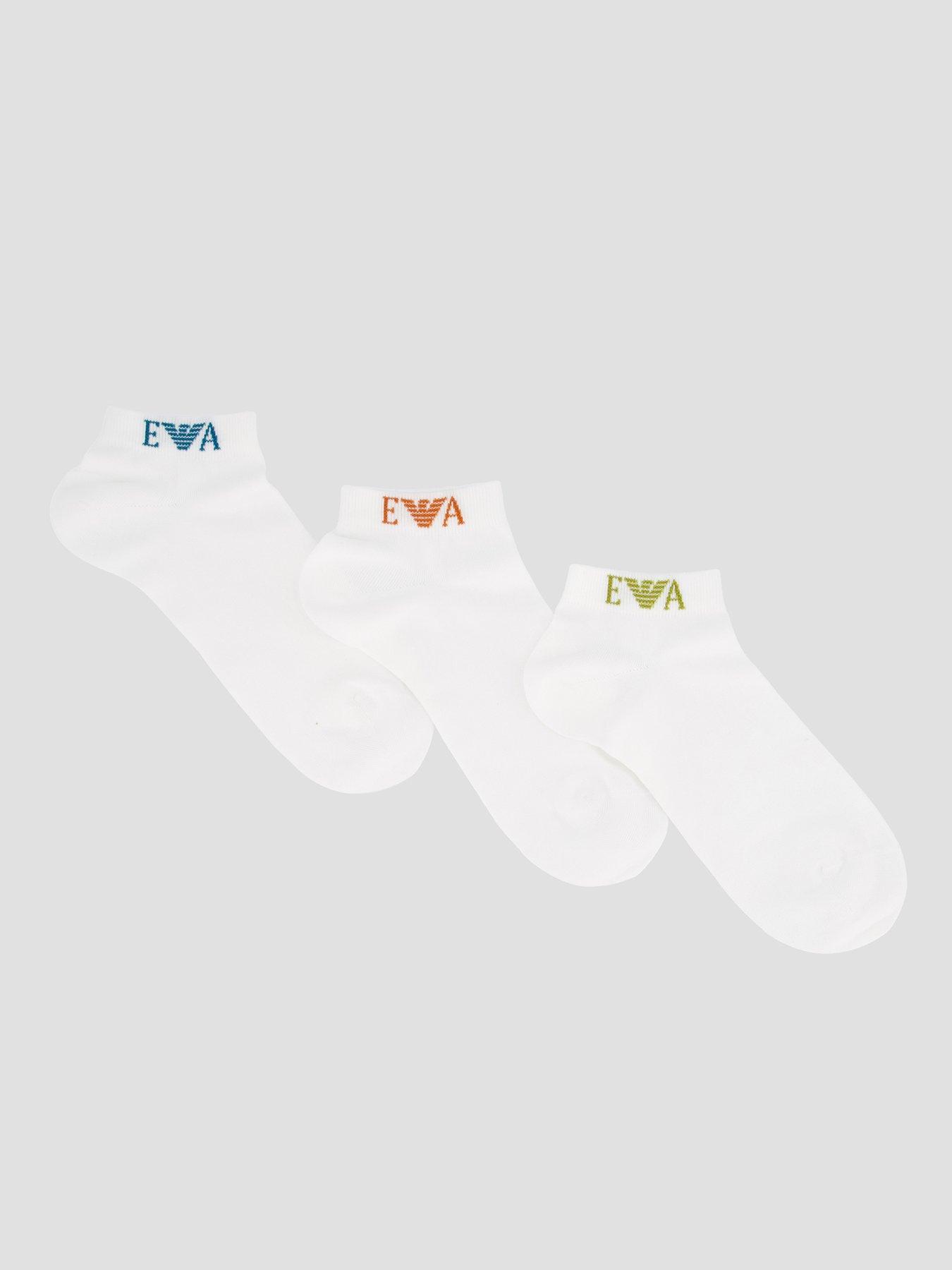 Emporio Armani Bodywear 3 Pack Trainer Socks - White
