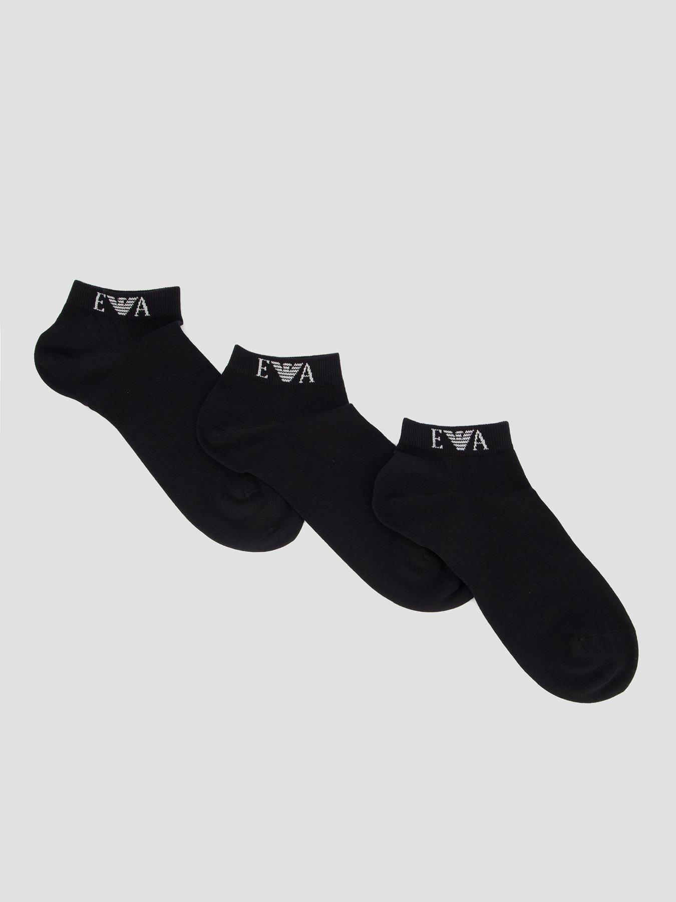 Image 1 of 3 of Emporio Armani Bodywear 3 Pack Trainer Socks - Black