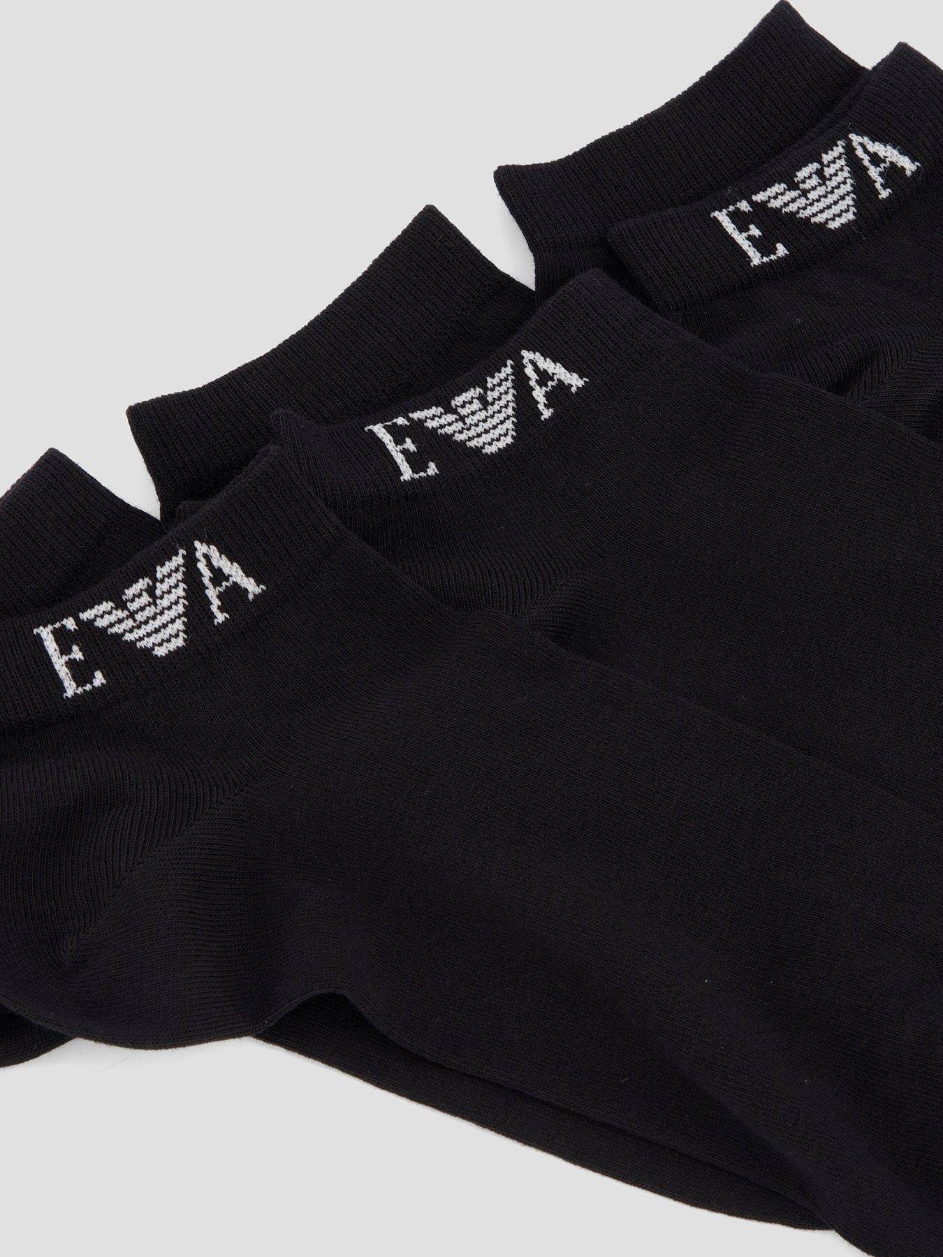 Image 3 of 3 of Emporio Armani Bodywear 3 Pack Trainer Socks - Black